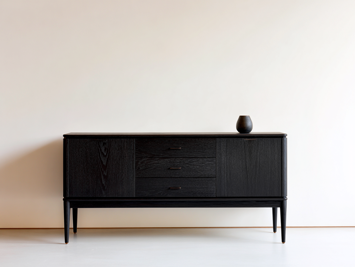 Mobile ingresso in legno effetto rovere nero 150x40x80 cm per ingresso - stile moderno con ante e cassetti-Milolihaus