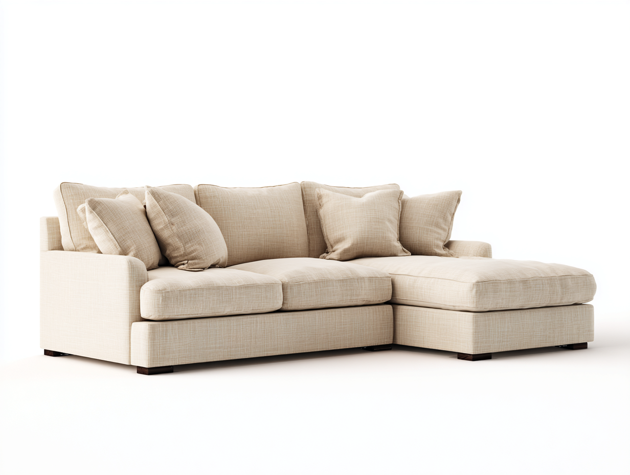 Divano angolare con chaise longue in tessuto 240x140x85 cm beige - adatto per soggiorno - design moderno-Milolihaus