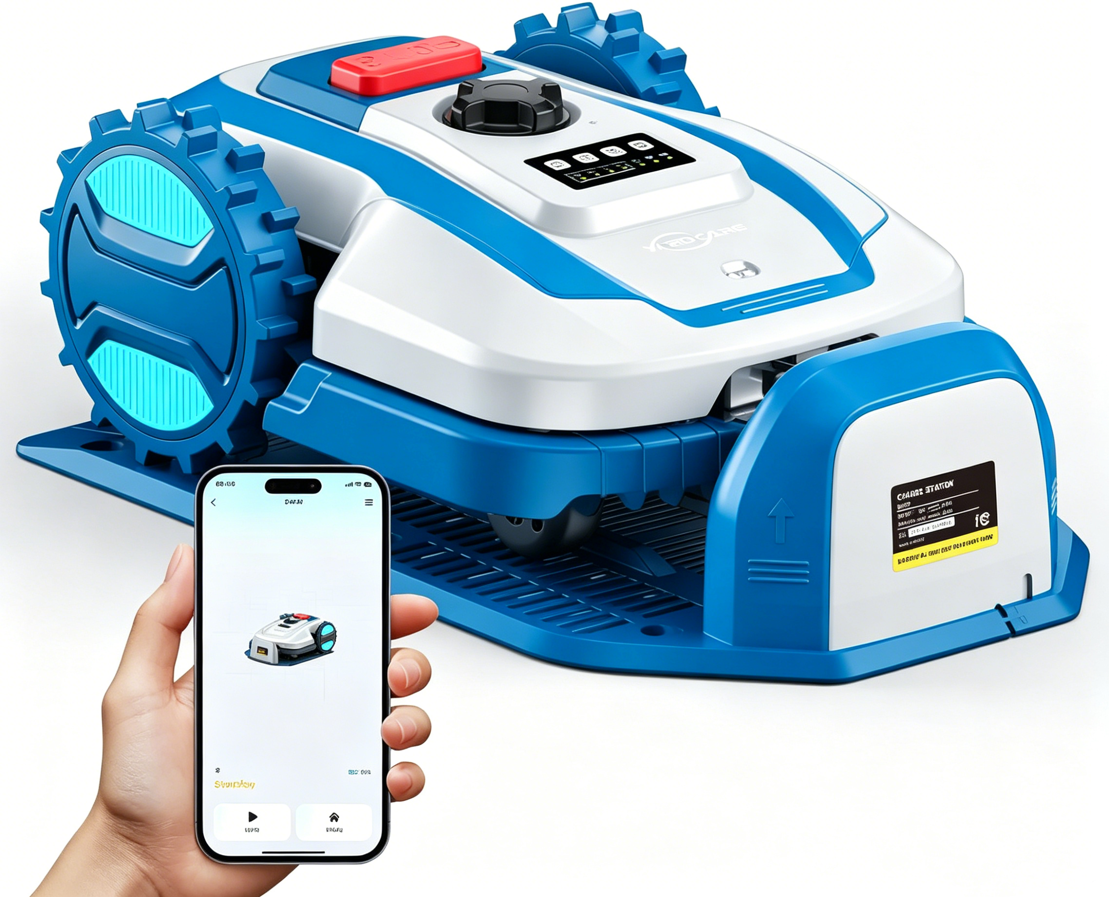 Robot Lawn Mower with App Control – Adjustable Cutting Height, Auto-Charging, Ob