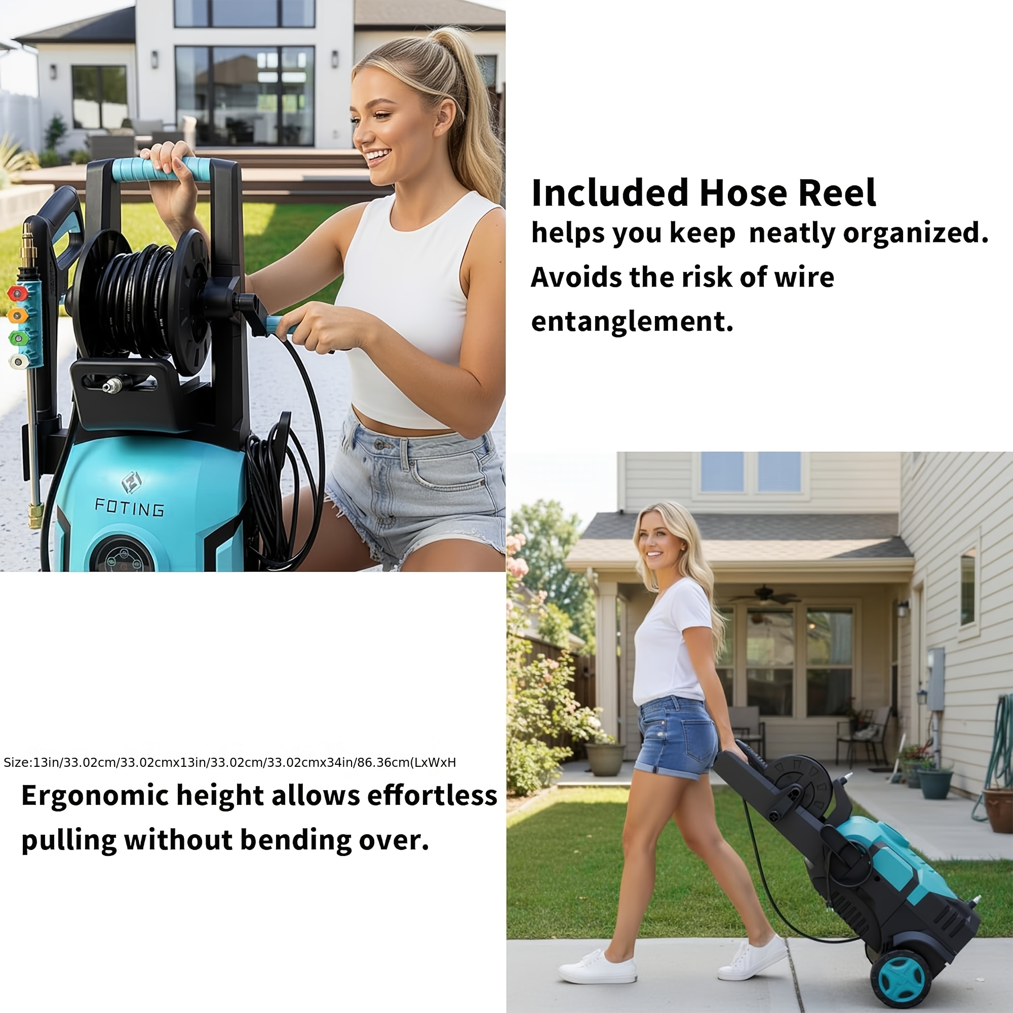 2026 new Pressure Washer 5000PSI 2.4GPM-3.6GPM with Adj-8-Level Touch Screen, 34" Tall Power Washer, 4 Quick Connect Nozzles, Inlet Hose&Filterfor Cars/Fences/Driveways
