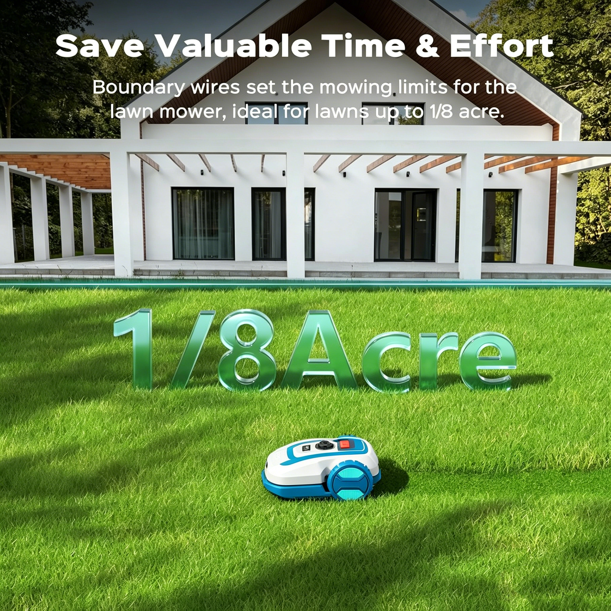 Robot Lawn Mower with App Control – Adjustable Cutting Height, Auto-Charging, Ob