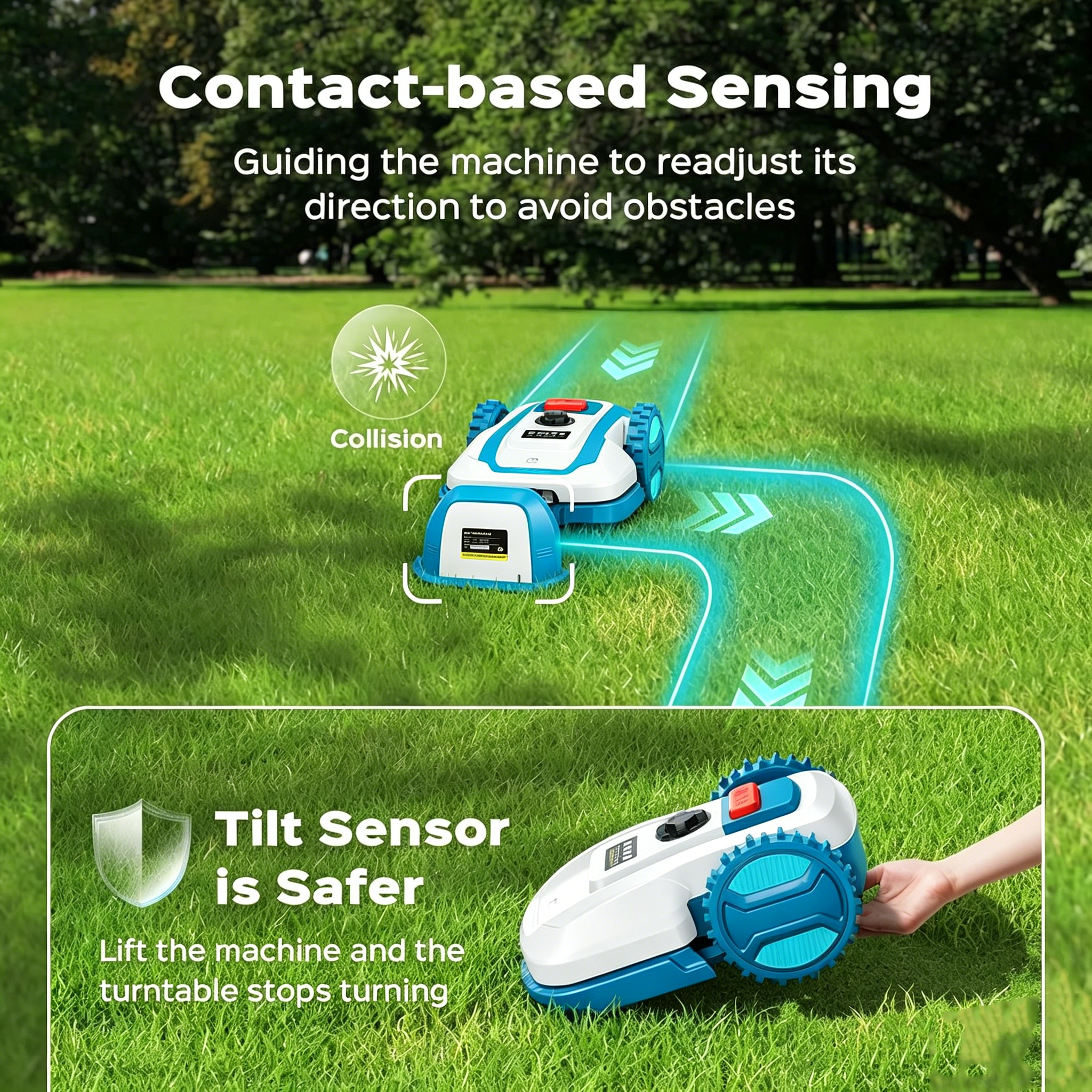 Robot Lawn Mower with App Control – Adjustable Cutting Height, Auto-Charging, Ob