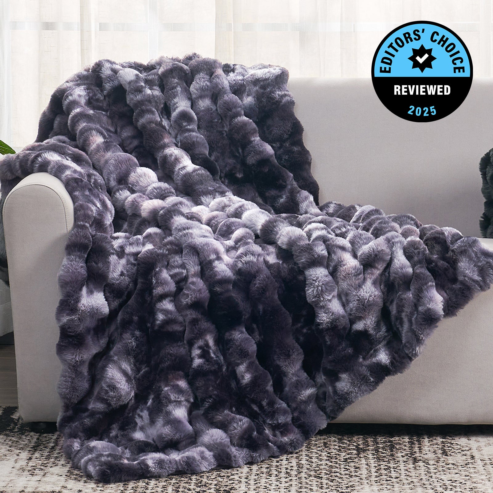 Bubble Faux Fur Throw Blanket - Tie-dye Pink