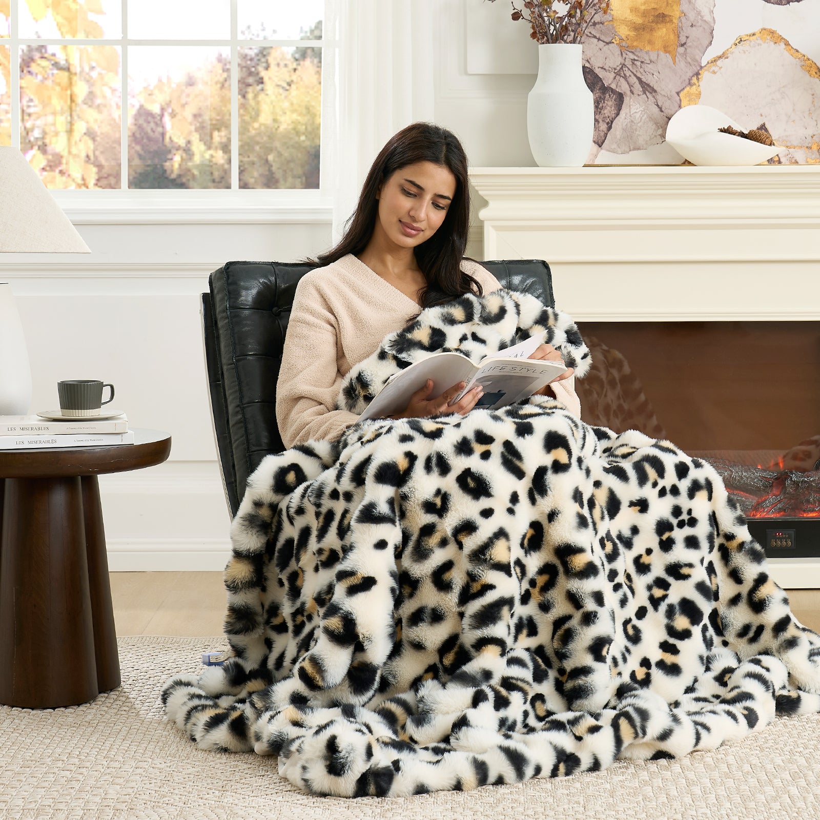 Bubble Faux Fur Throw Blanket - Tie-dye Pink