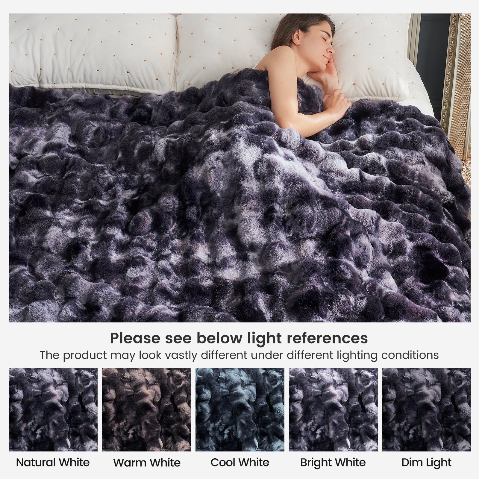 Bubble Faux Fur Throw Blanket - Tie-dye Pink