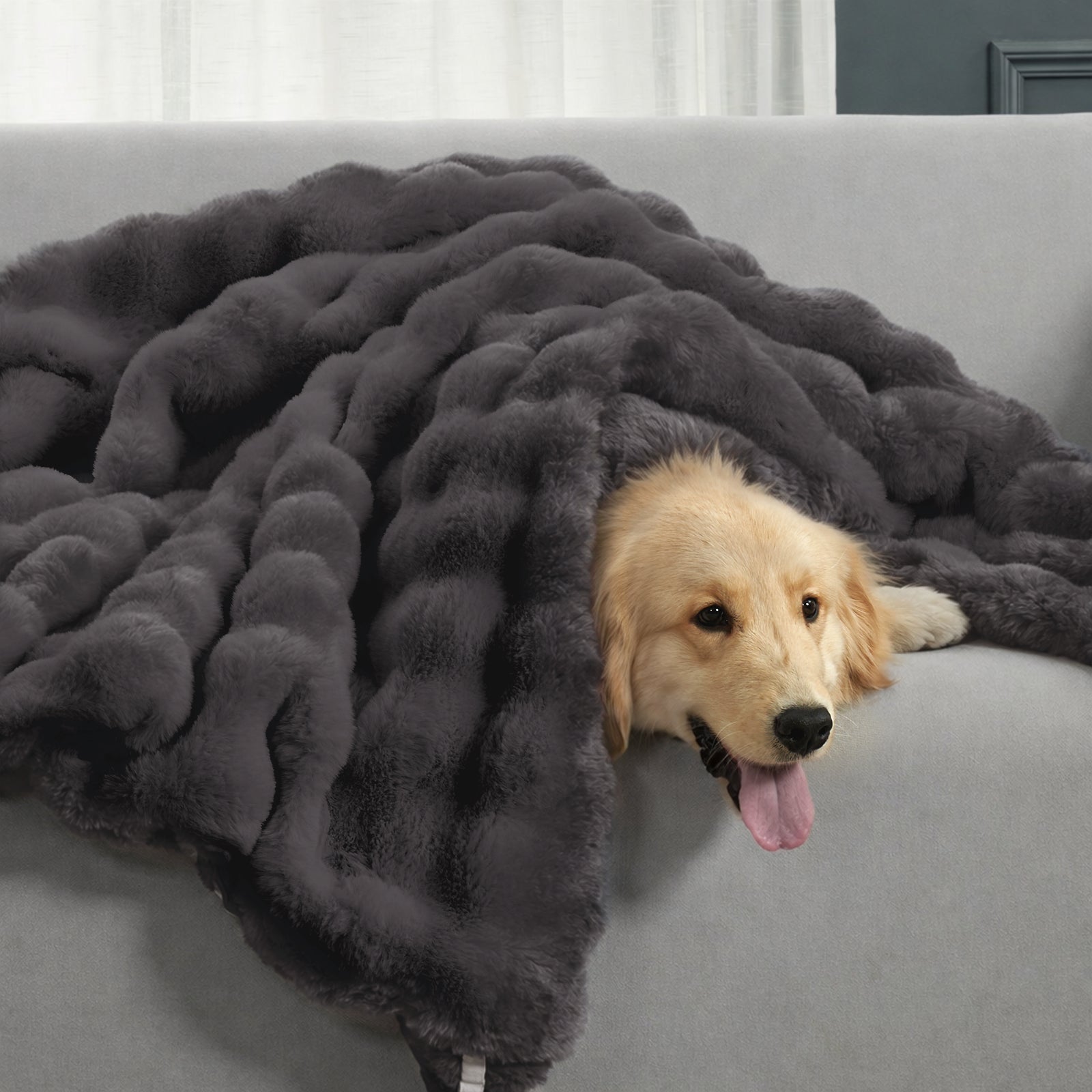 Bubble Faux Fur Throw Blanket - Tie-dye Pink