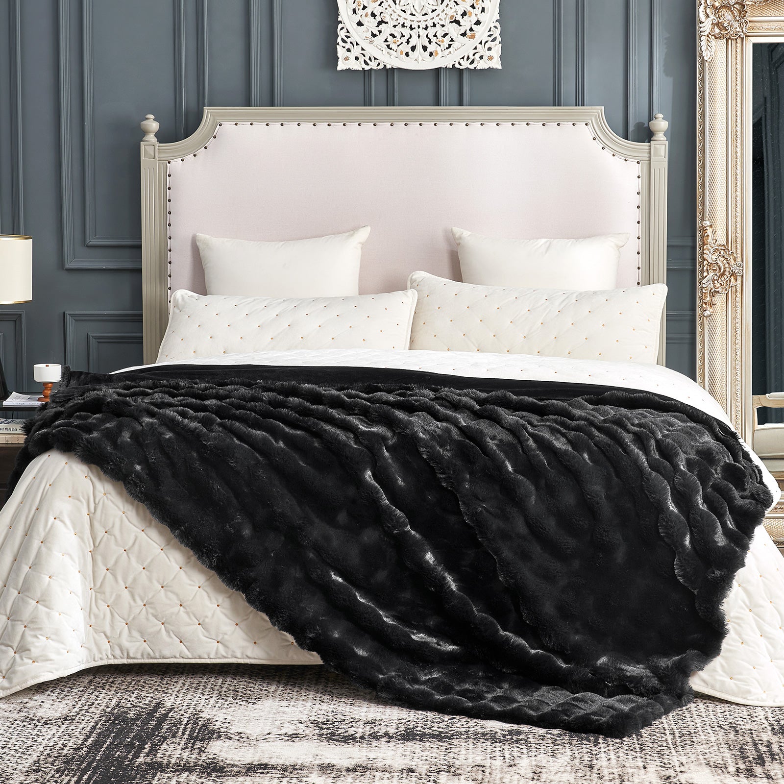 Bubble Faux Fur Throw Blanket - Tie-dye Pink