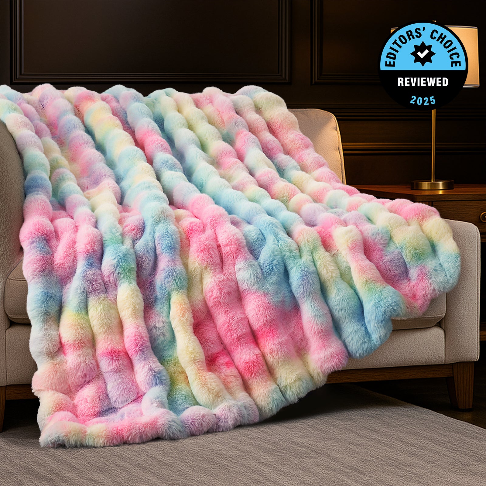 Bubble Faux Fur Throw Blanket - Tie-dye Pink