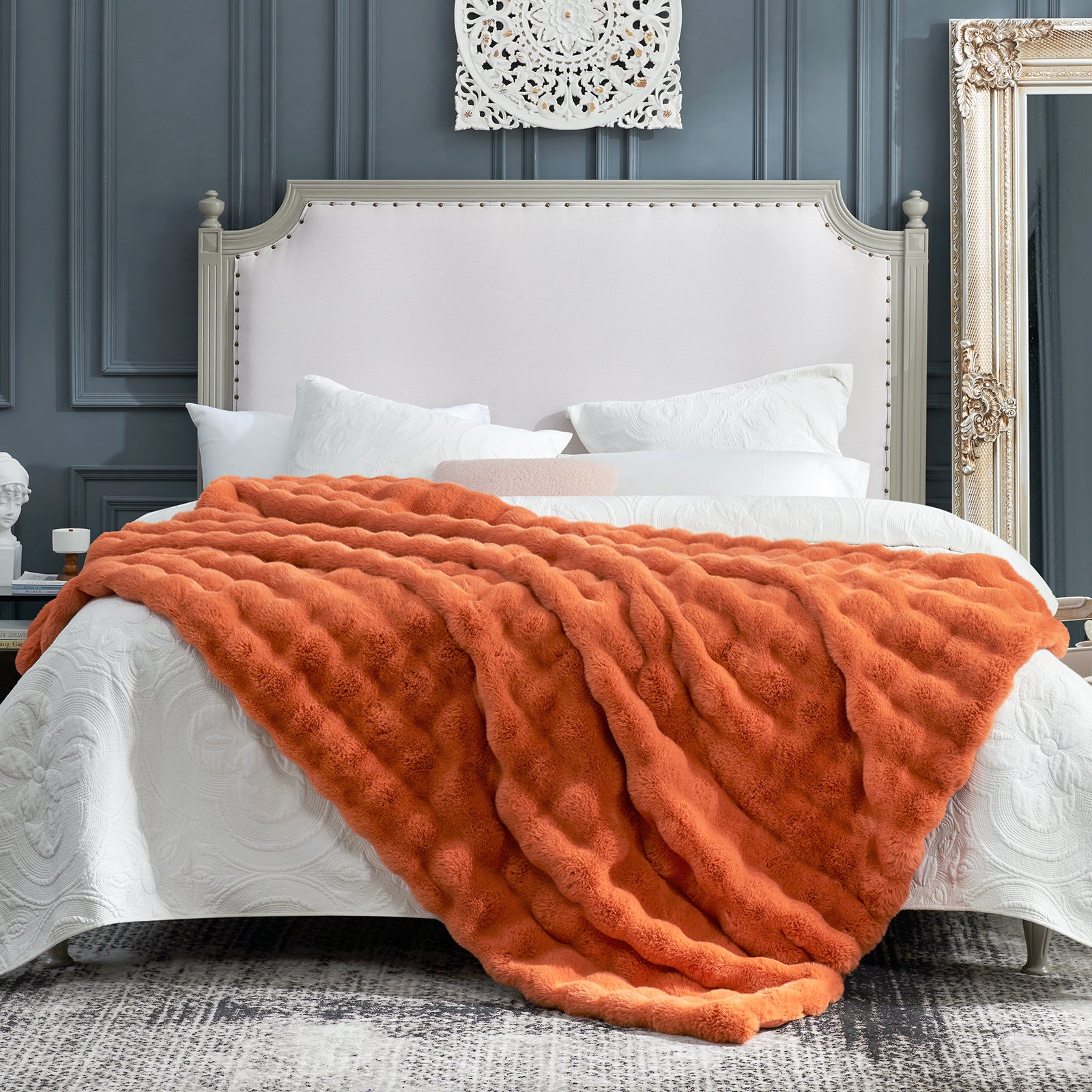 Bubble Faux Fur Throw Blanket - Tie-dye Pink