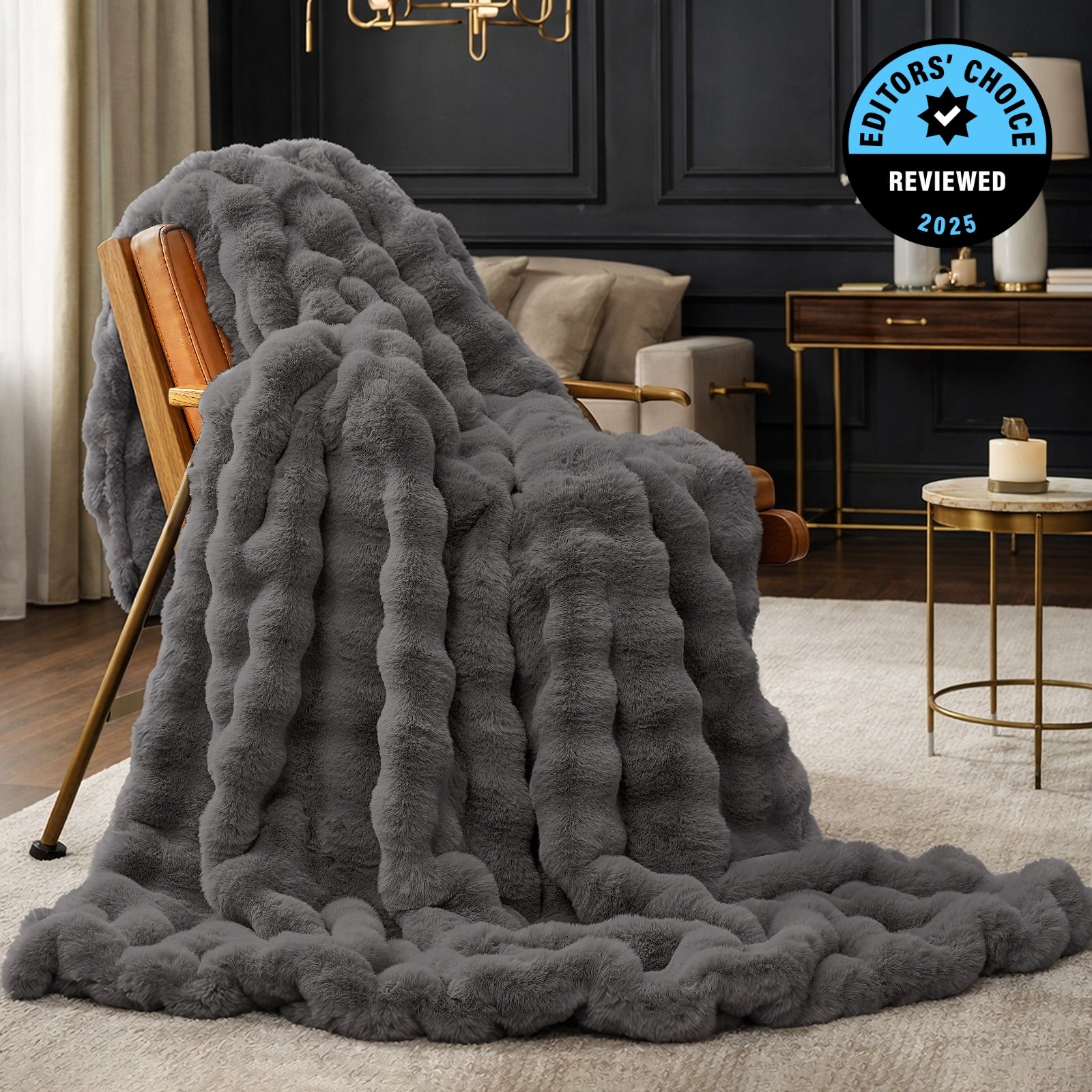 Bubble Faux Fur Throw Blanket - Tie-dye Pink
