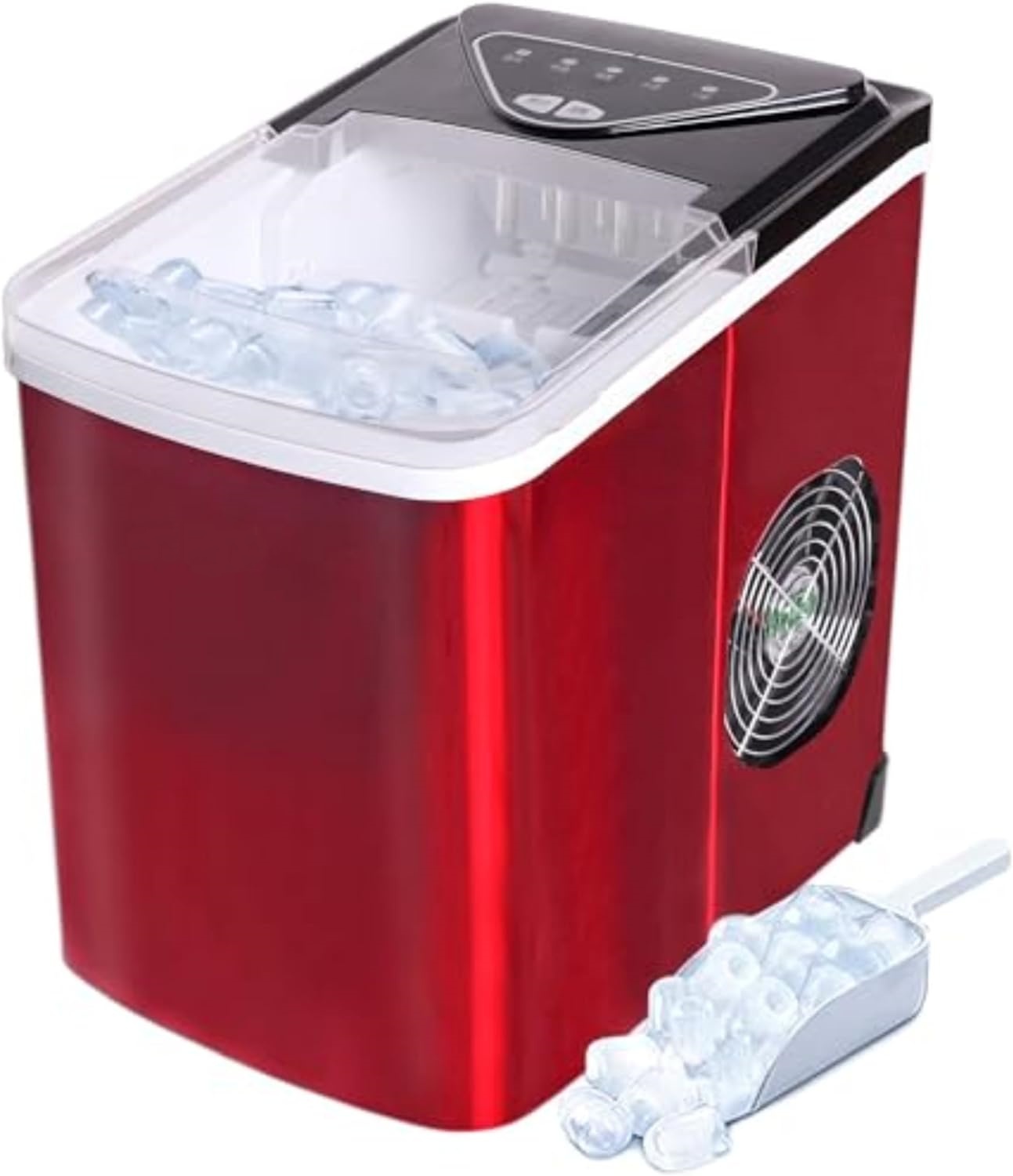 EFIC123-SSBLACK Compact Countertop Ice Maker, 26lbs of Ice per Day, Black Stainless