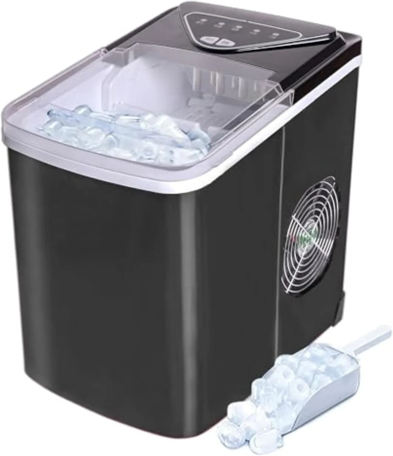 EFIC123-SSBLACK Compact Countertop Ice Maker, 26lbs of Ice per Day, Black Stainless