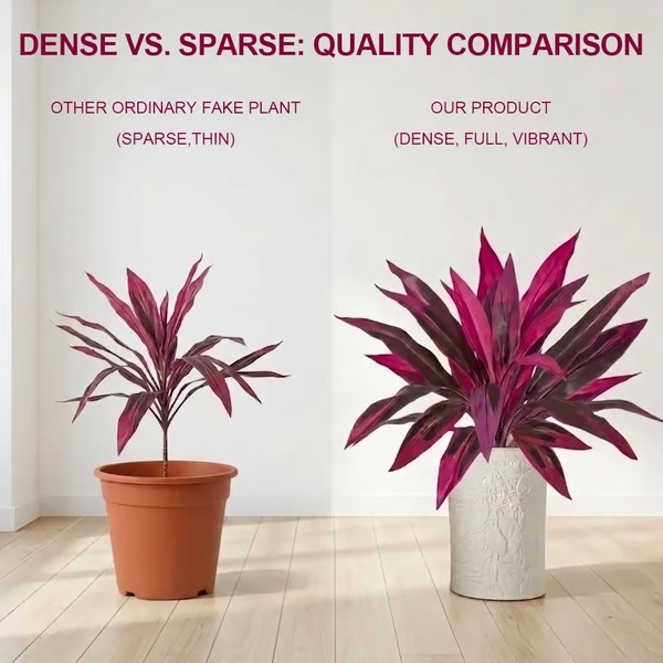 2Pcs Large Artificial Boston Fern & Dragon’s Blood Tree Plants | Vibrant Pink Purple Faux Plants for Garden Patio Balcony Decor 🌼
