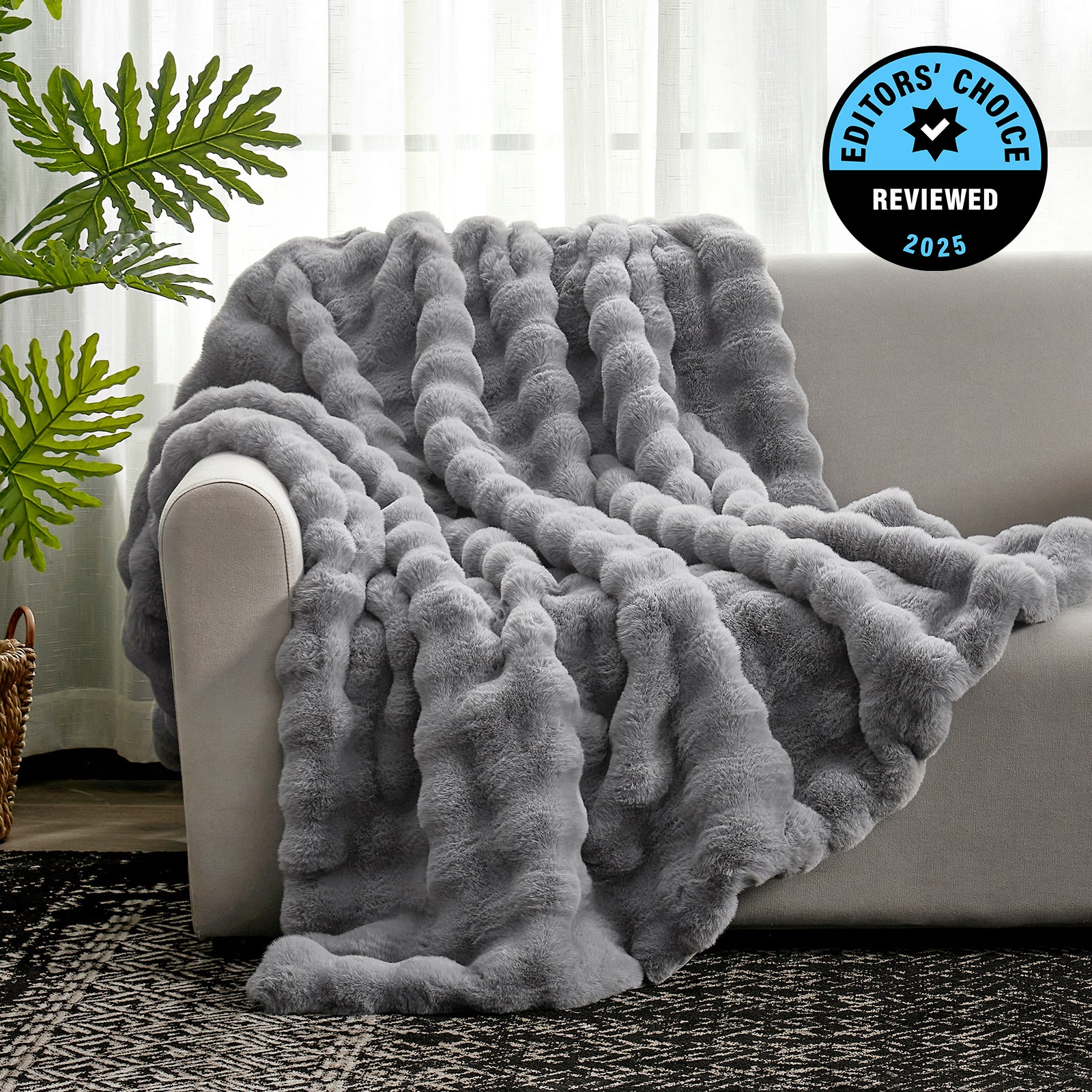Bubble Faux Fur Throw Blanket - Tie-dye Pink
