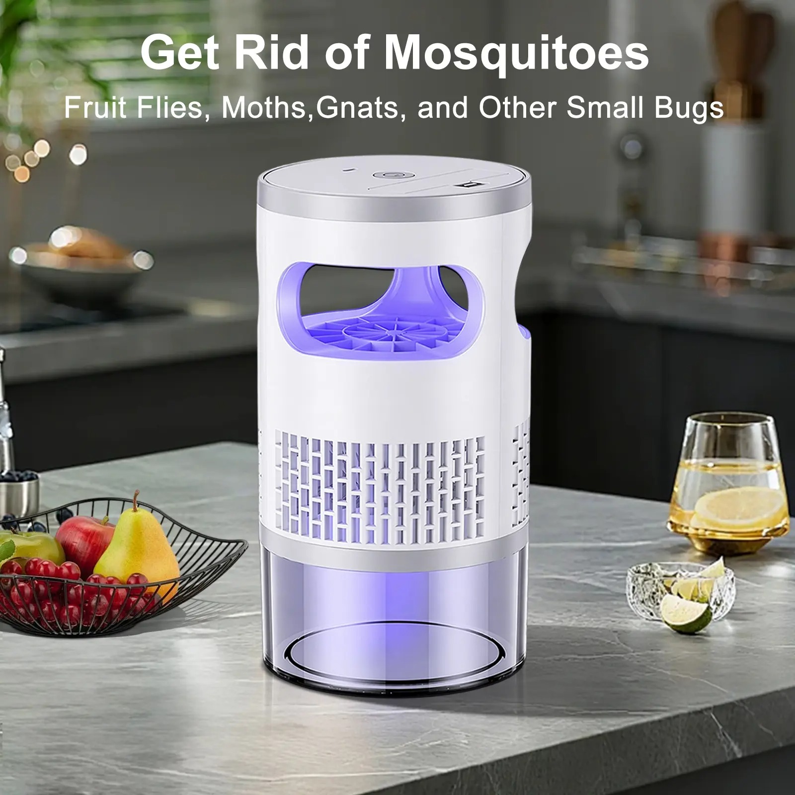 MINJIA Indoor Insect Trap with Light and Suction Non Zapper Flying Bug Catcher for Mosquitoes Fruit Flies Gnats and Moths for Home Use