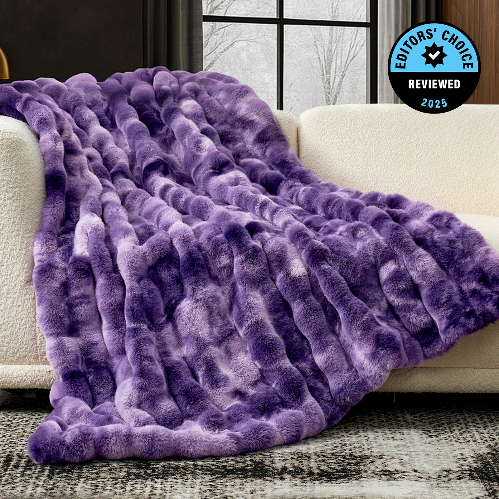 Bubble Faux Fur Throw Blanket - Tie-dye Pink