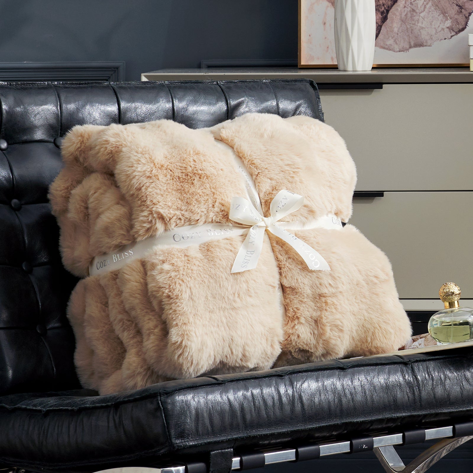 Bubble Faux Fur Throw Blanket - Tie-dye Pink