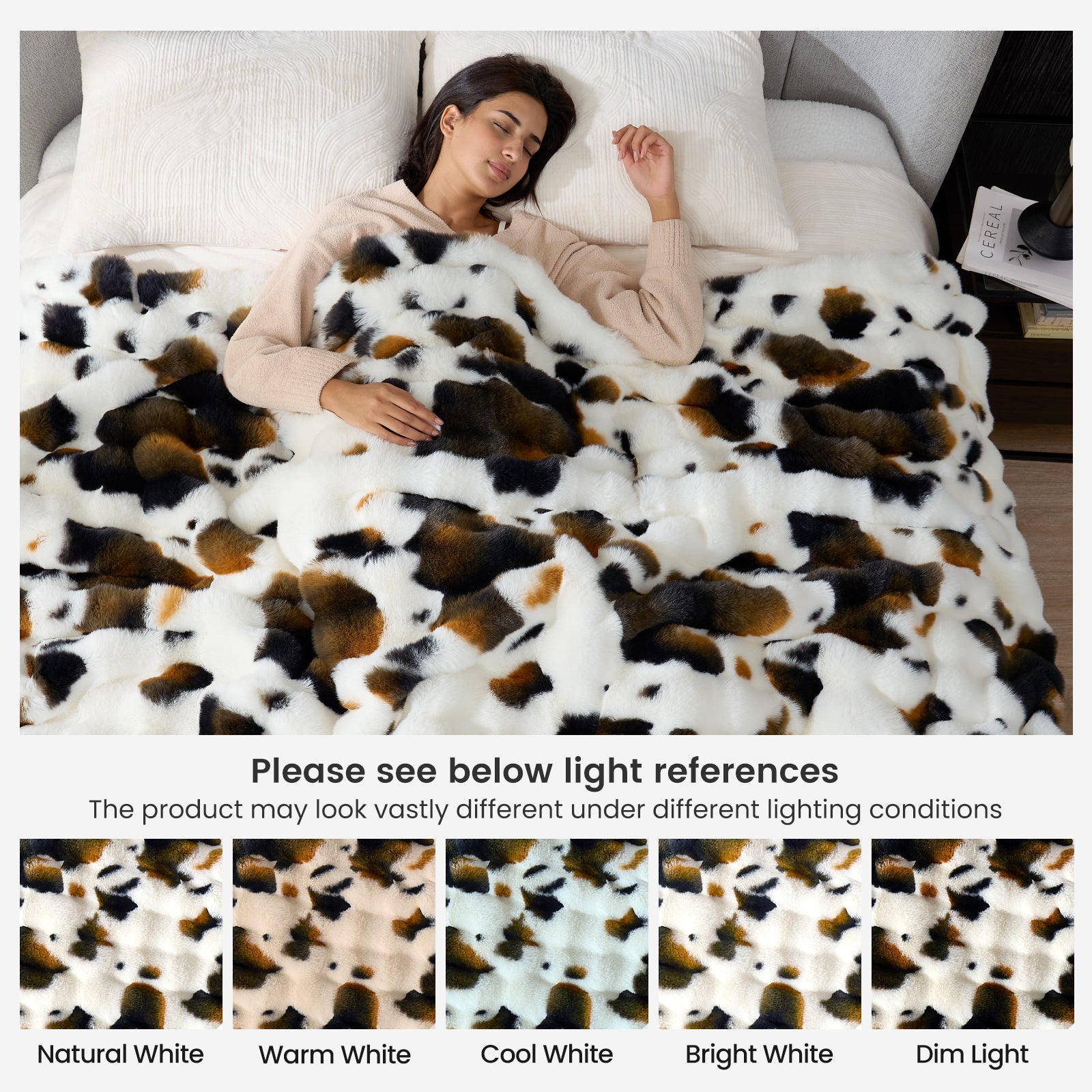 Bubble Faux Fur Throw Blanket - Tie-dye Pink