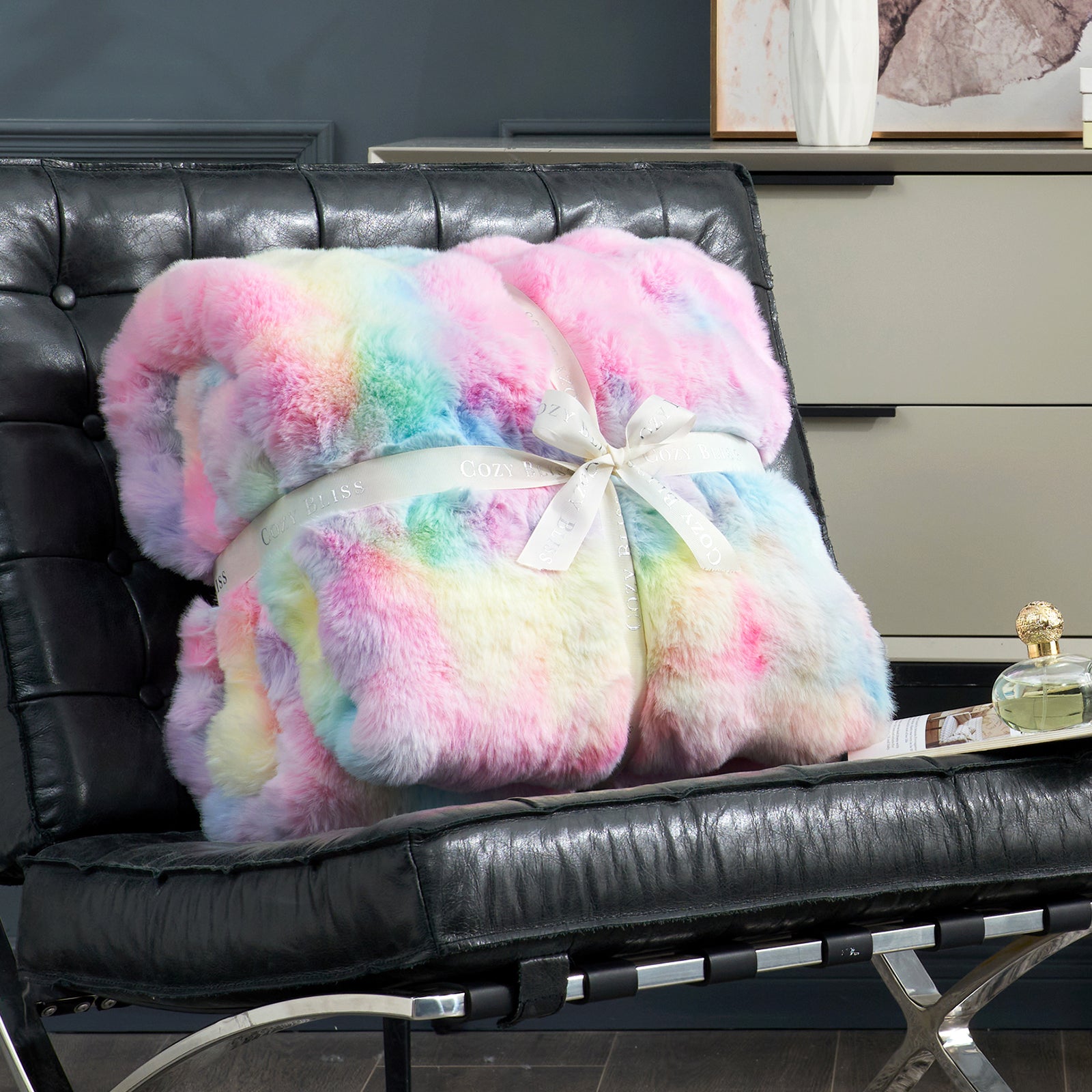 Bubble Faux Fur Throw Blanket - Tie-dye Pink