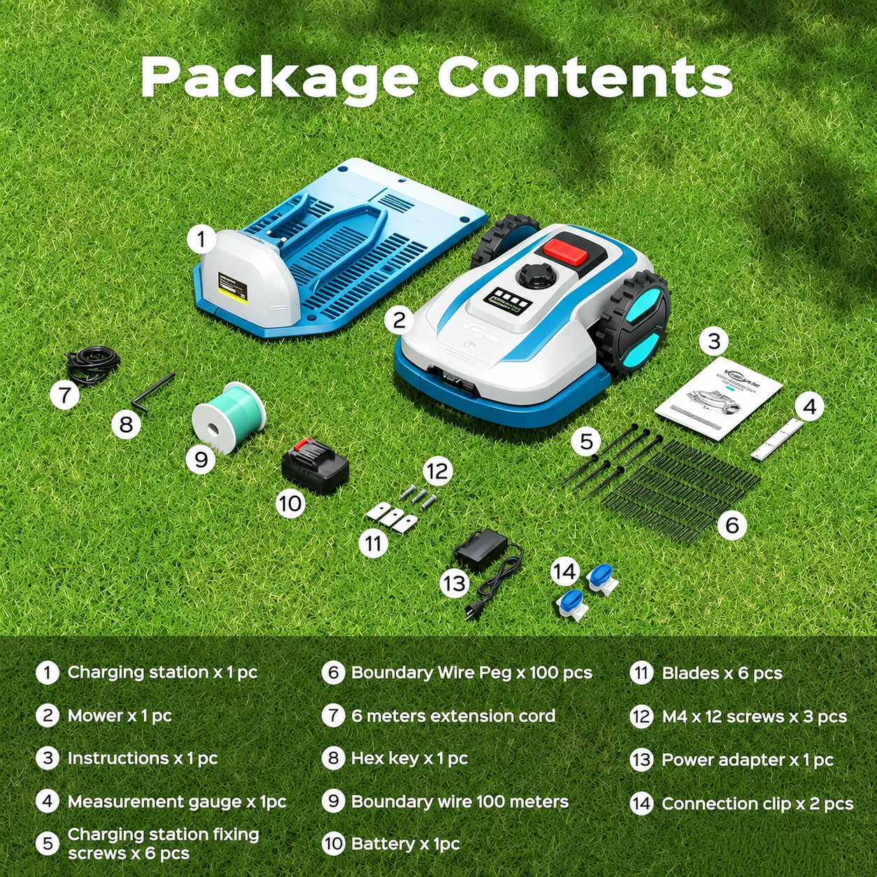 Robot Lawn Mower with App Control – Adjustable Cutting Height, Auto-Charging, Ob
