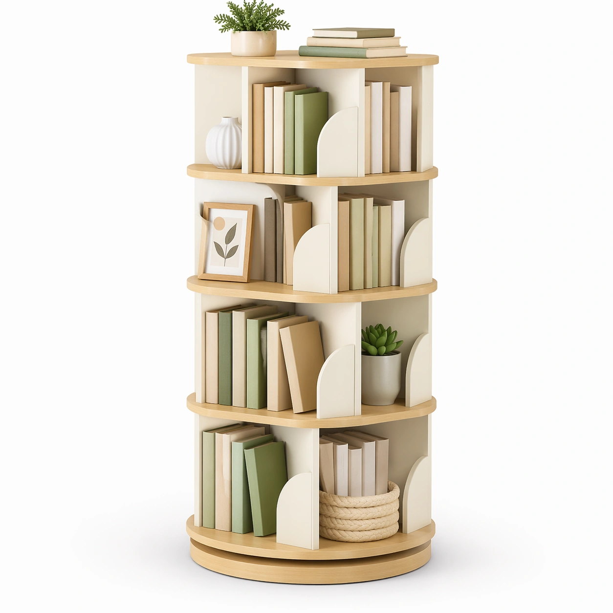 Hochwertiges B�cherregal 5 Etagen Wei?/Natur-SelviaStyle