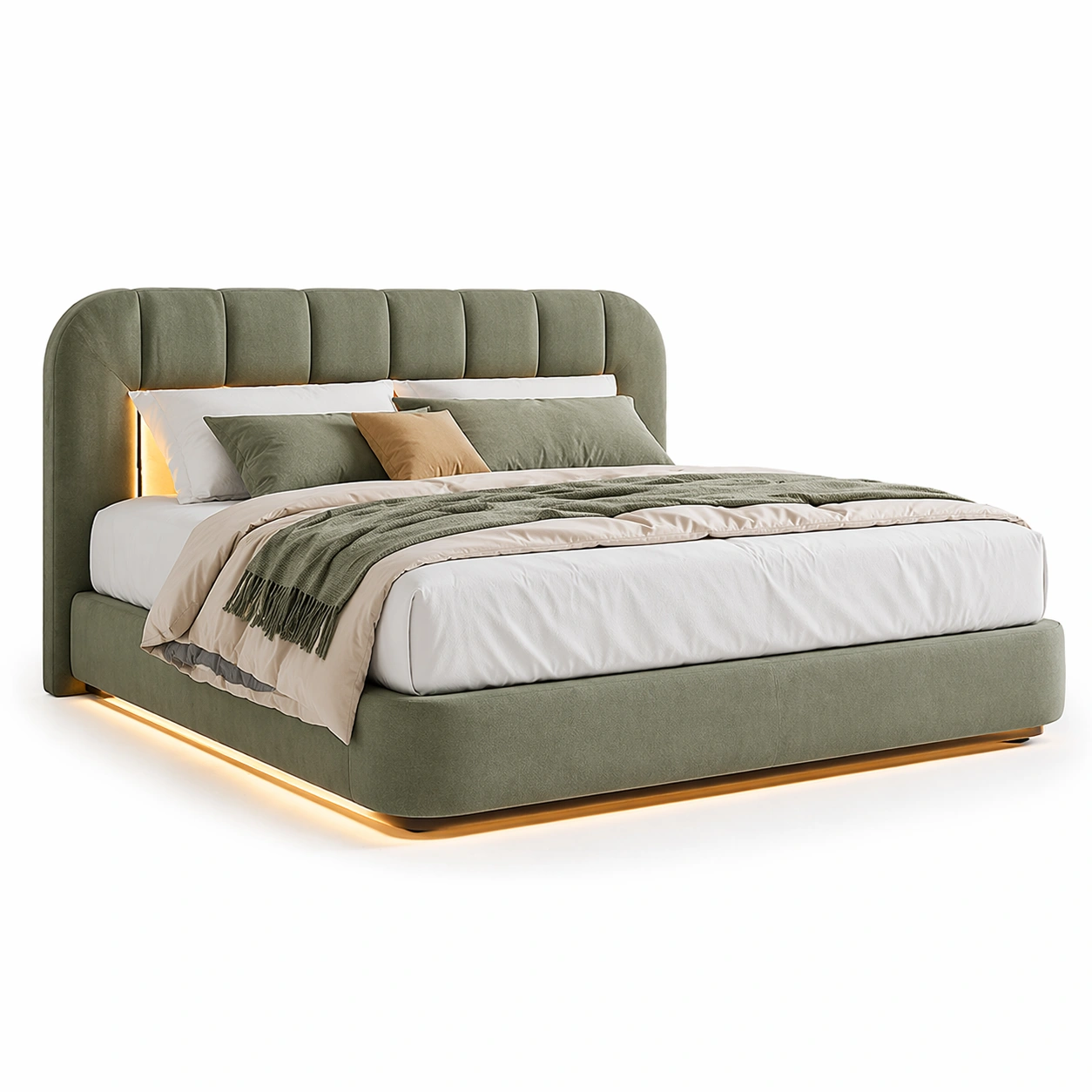 Doppelbett Polsterbett Stoffbezug Creme-SelviaStyle