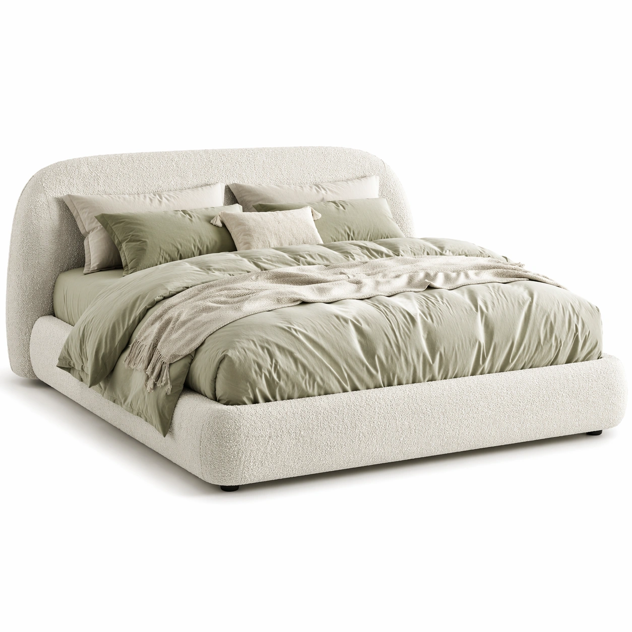 Doppelbett Polsterbett Stoffbezug Beige LED-SelviaStyle