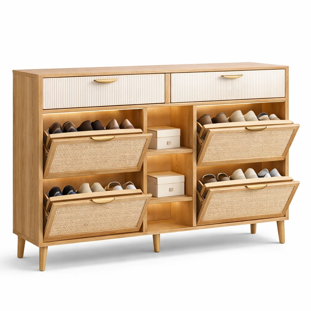 Schuhschrank mit drei Klappt�ren und Schublade-SelviaStyle