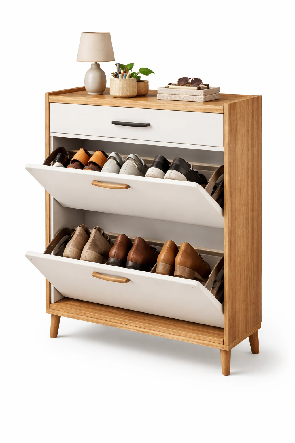 Schuhschrank mit vier Klappt�ren und Ablage-SelviaStyle