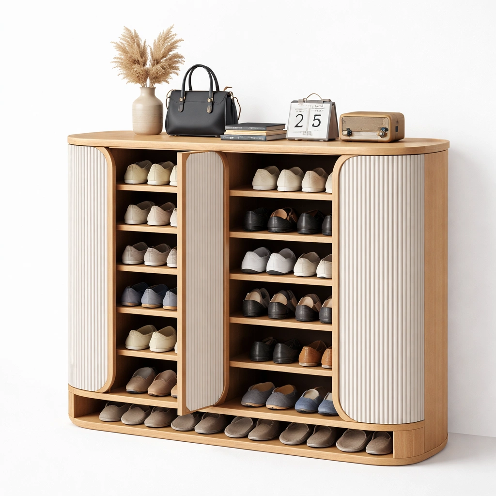 Schuhregal mit f�nf Ablagen und Holzrahmen-SelviaStyle
