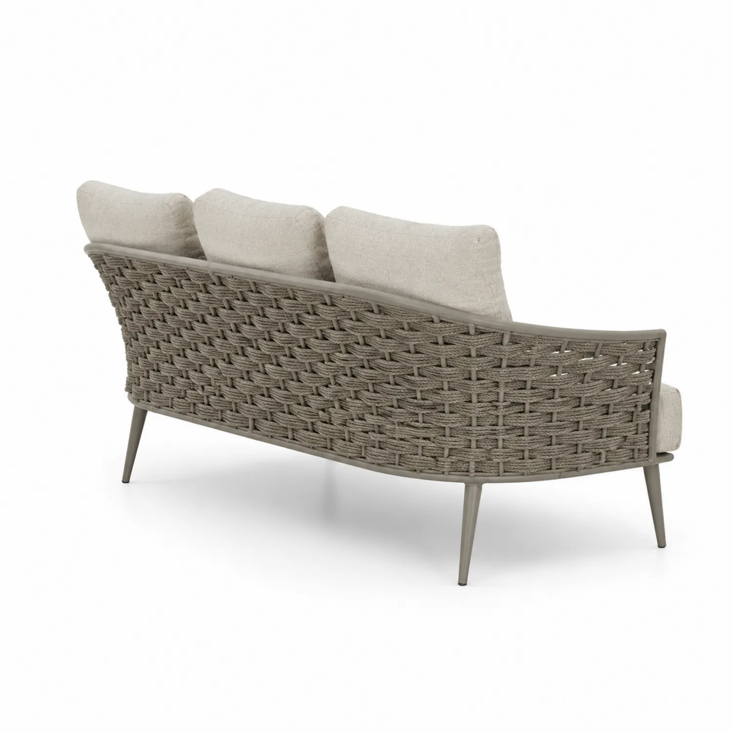 Sofa ogrodowa 3-osobowa z aluminiową ramą i poduszkami