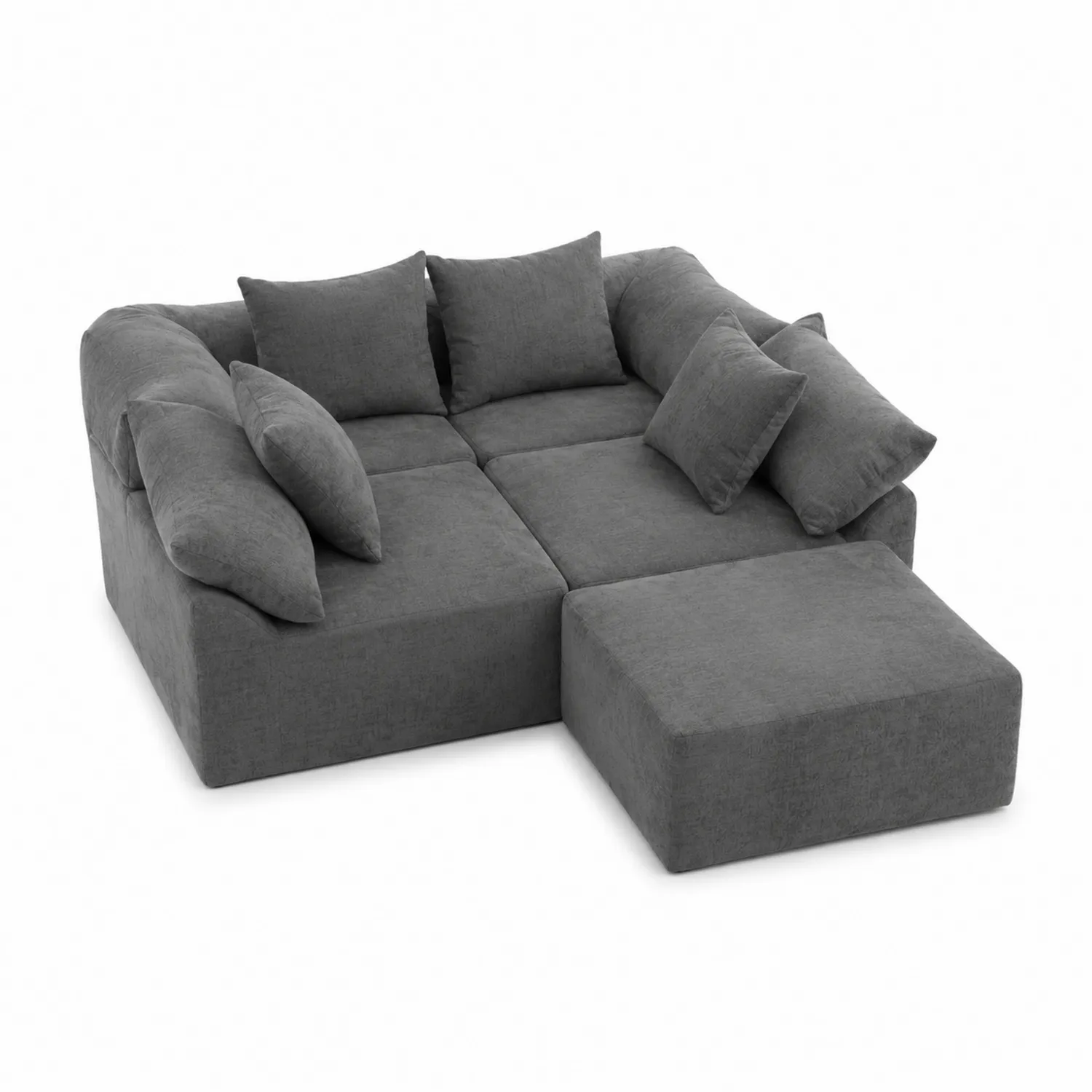 Modułowa sofa narożna z tkaniny lnianej Szary 200x200 cm
