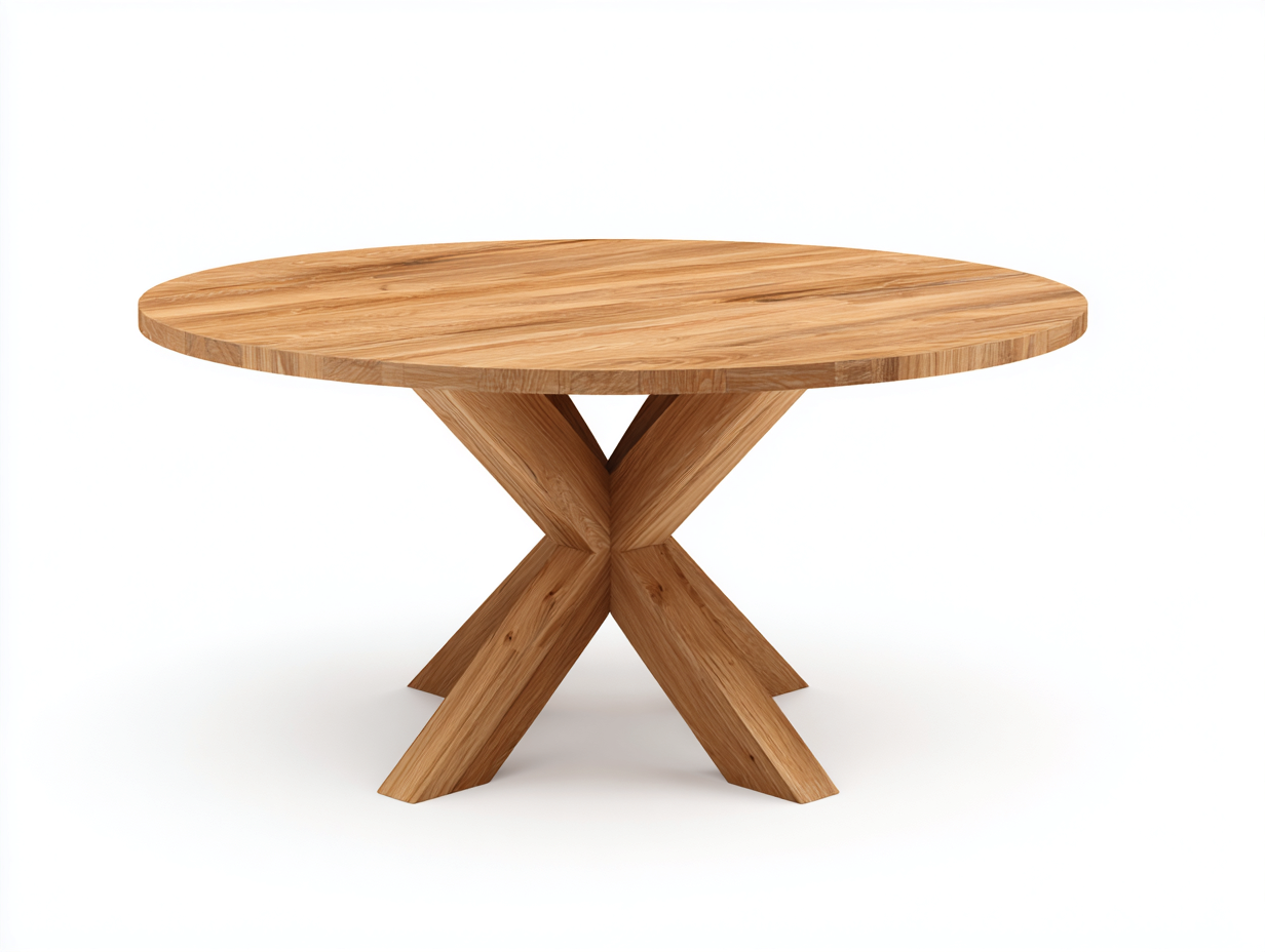 Tavolo da giardino rotondo in legno massello 130x130x75 cm per esterni - marrone chiaro - design moderno naturale-Sicorpahome