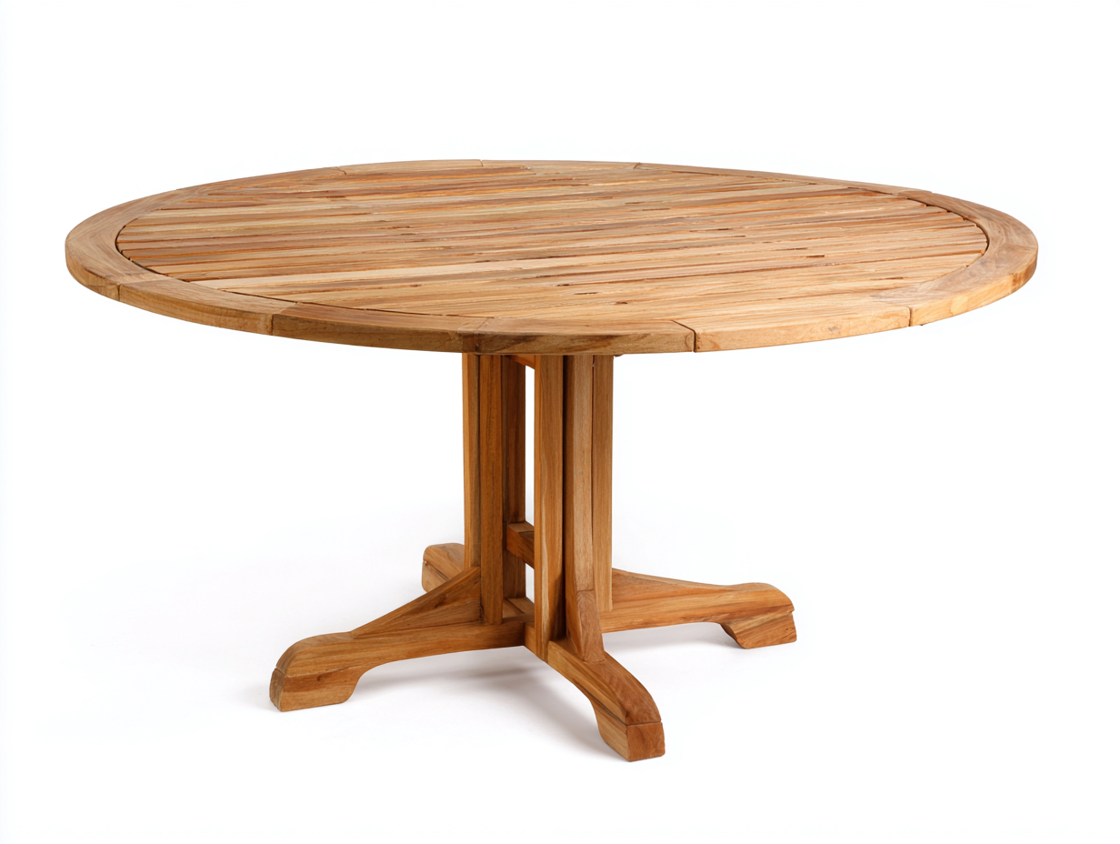 Tavolo da giardino rotondo in legno massello 120x120x75 cm per esterni - marrone chiaro - design naturale-Sicorpahome