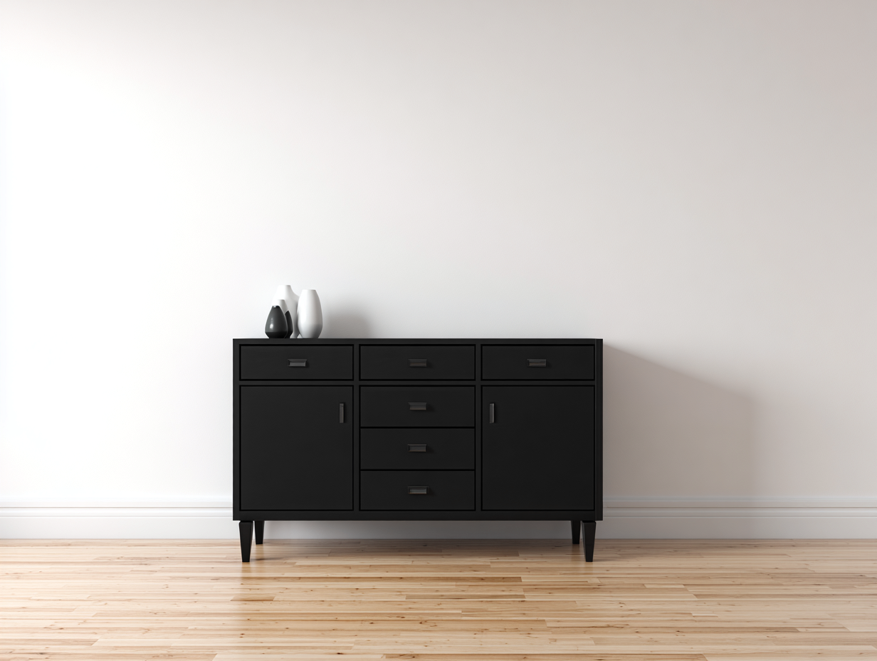 Mobile ingresso in legno 150x40x80 cm per ingresso con ante e cassetti - nero - design moderno funzionale-Sicorpahome