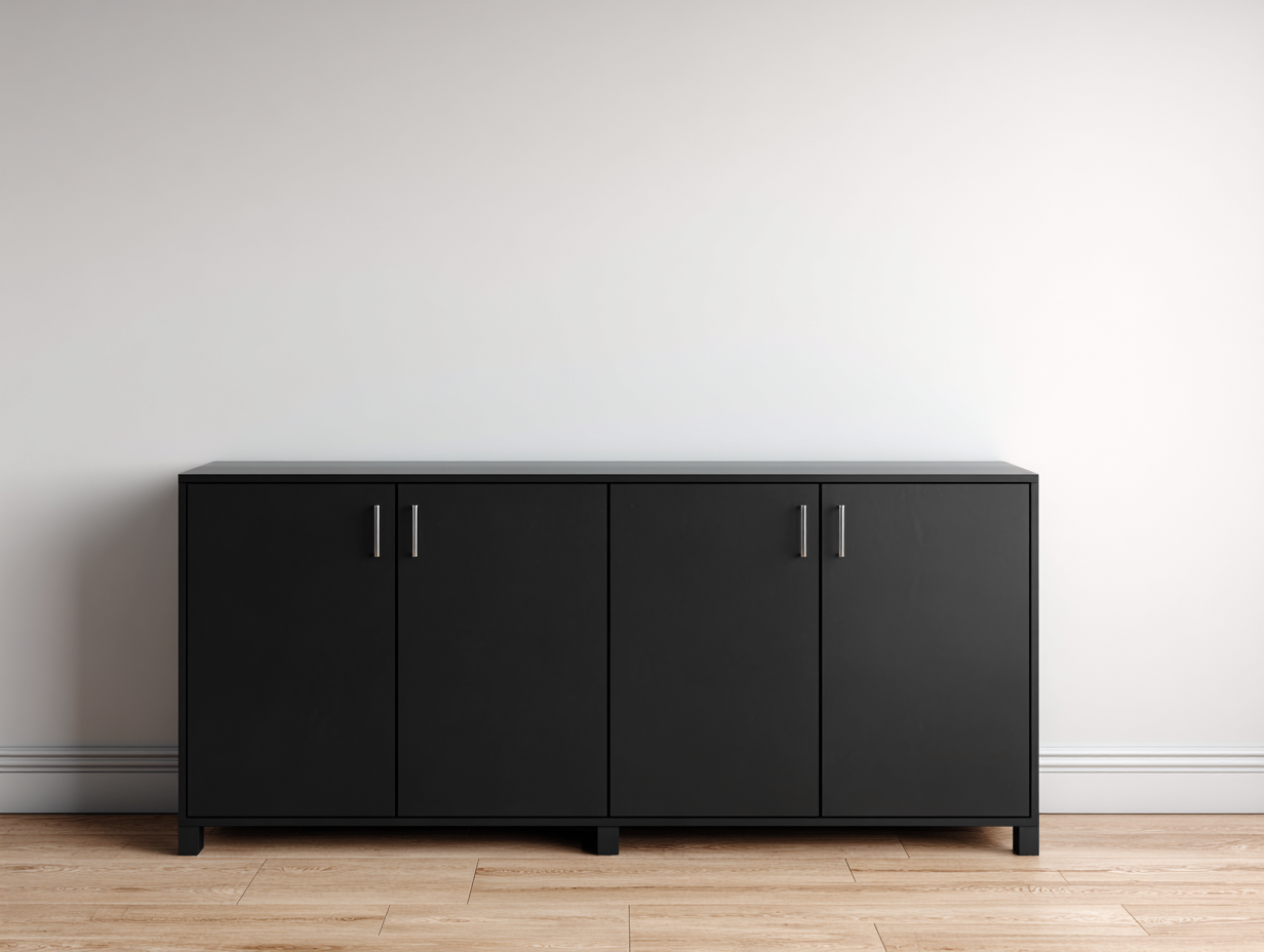 Mobile ingresso in legno 180x40x75 cm per ingresso con ante - nero - design moderno minimalista-Sicorpahome