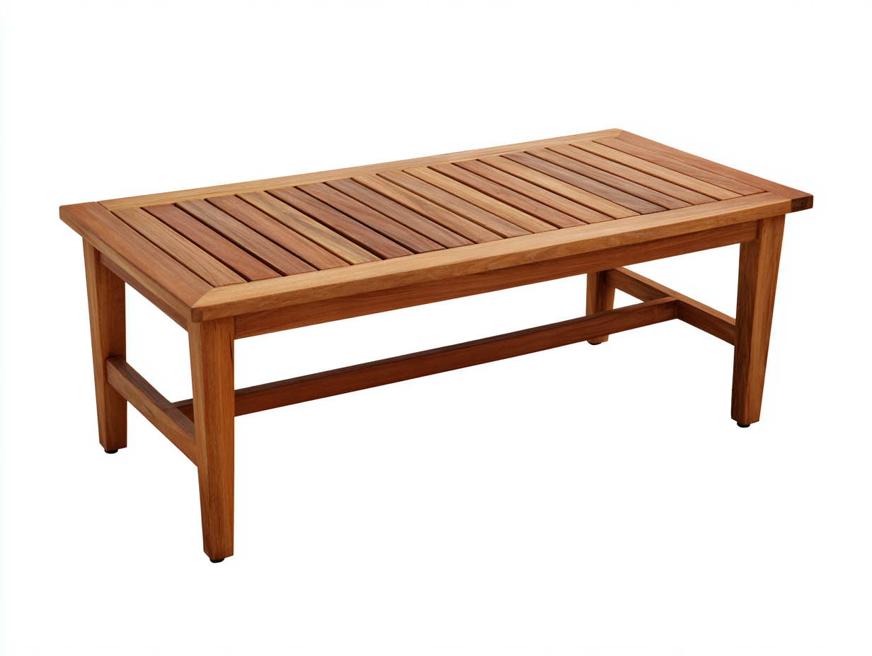Tavolo da giardino rettangolare in legno naturale 120x60x45 cm - adatto per esterni - design a doghe-Sicorpahome