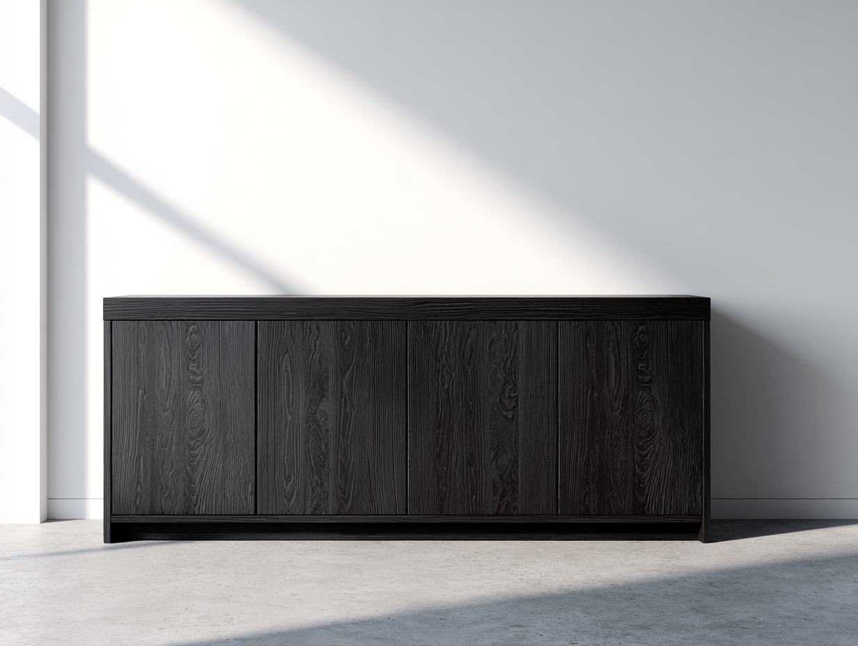 Mobile ingresso in legno nero 180x40x70 cm - adatto per ingresso - design moderno con venature-Sicorpahome