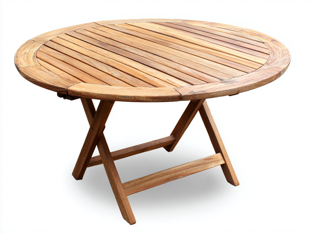 Tavolo da giardino rotondo pieghevole in legno massello 100x100x75 cm per esterni - marrone medio - design naturale funzionale-Sicorpahome