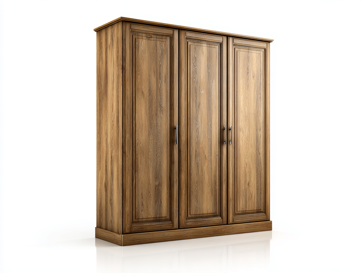 Armadio in legno colore rovere 150x55x200 cm - adatto per camera da letto - con 3 ante - design classico-Nidicorner