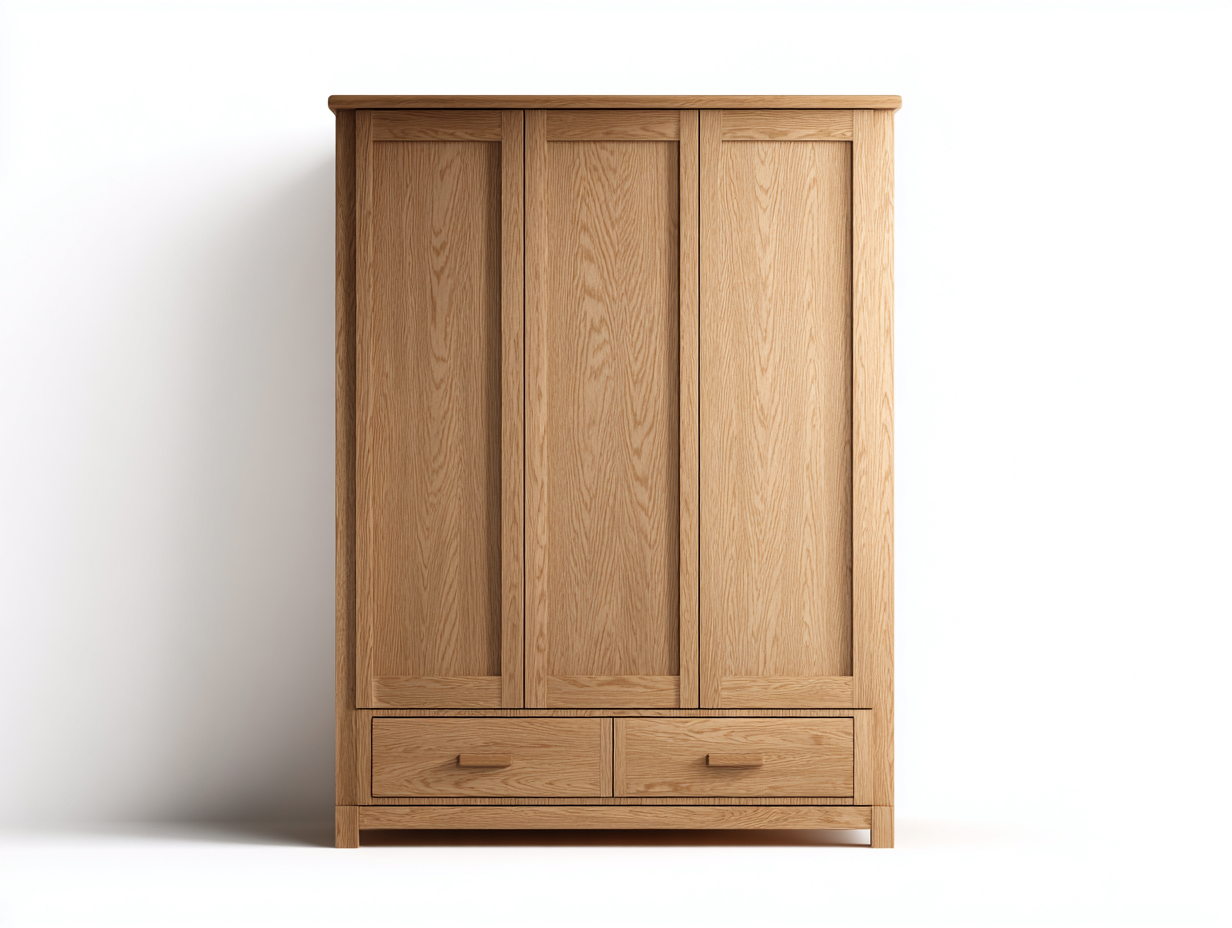 Armadio in legno massello 150x60x190 cm per camera da letto con ante e cassetti - marrone chiaro - design naturale moderno-Nidicorner