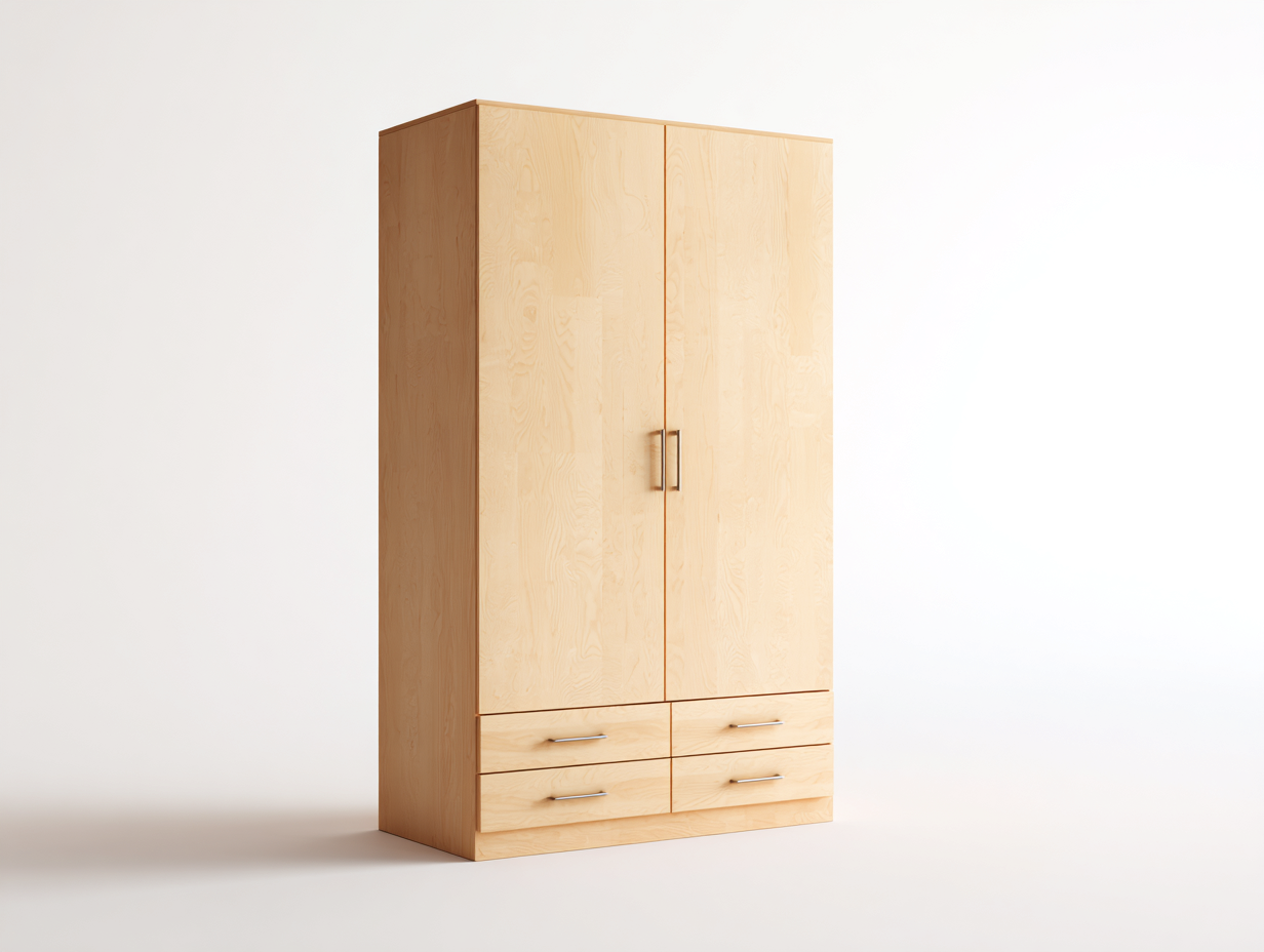 Armadio in legno colore acero chiaro 110x55x190 cm - adatto per camera da letto - con 2 ante e 4 cassetti - design moderno-Nidicorner