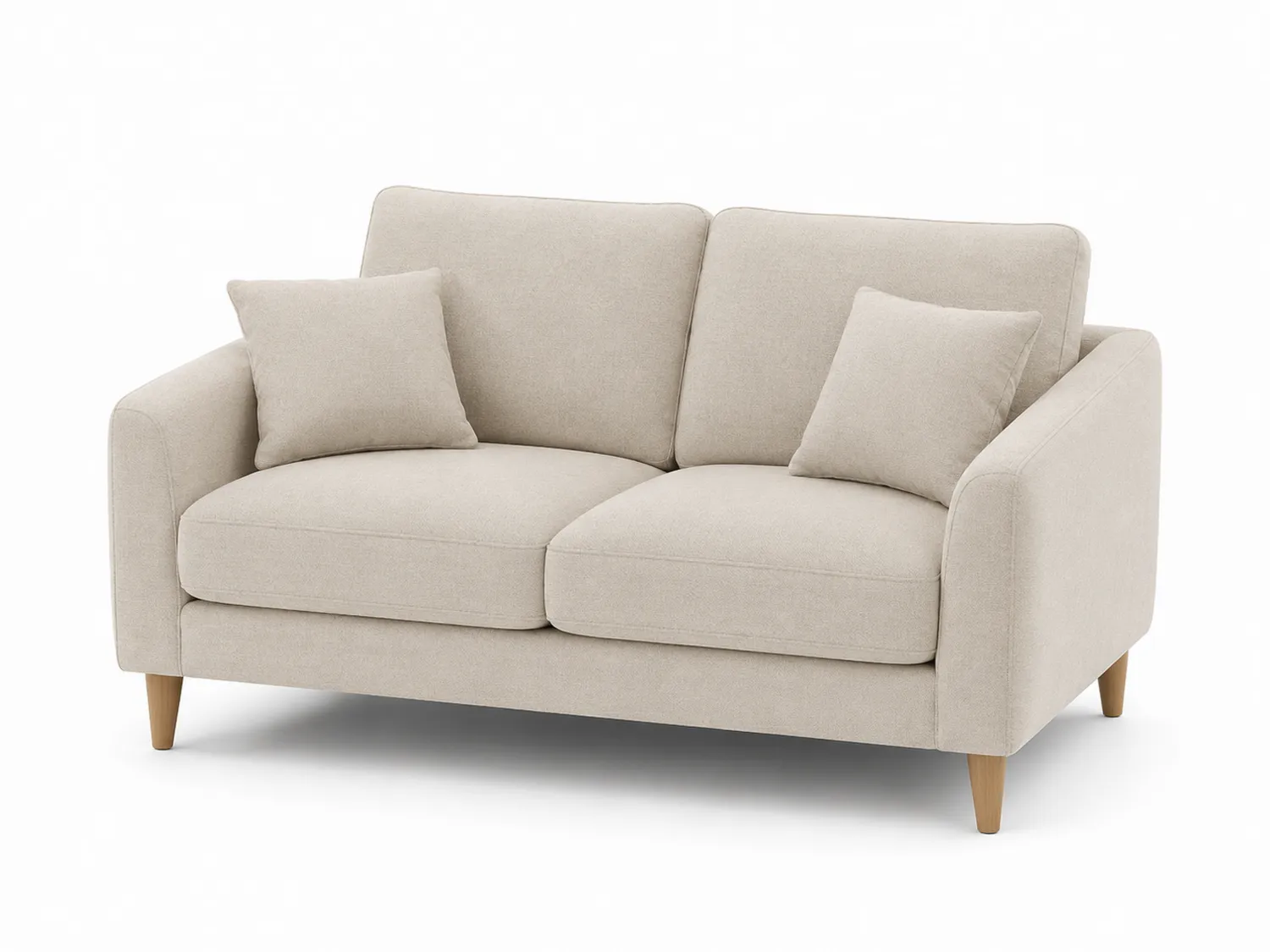 2-Sitzer Sofa Stoff Beige mit Holzbeinen