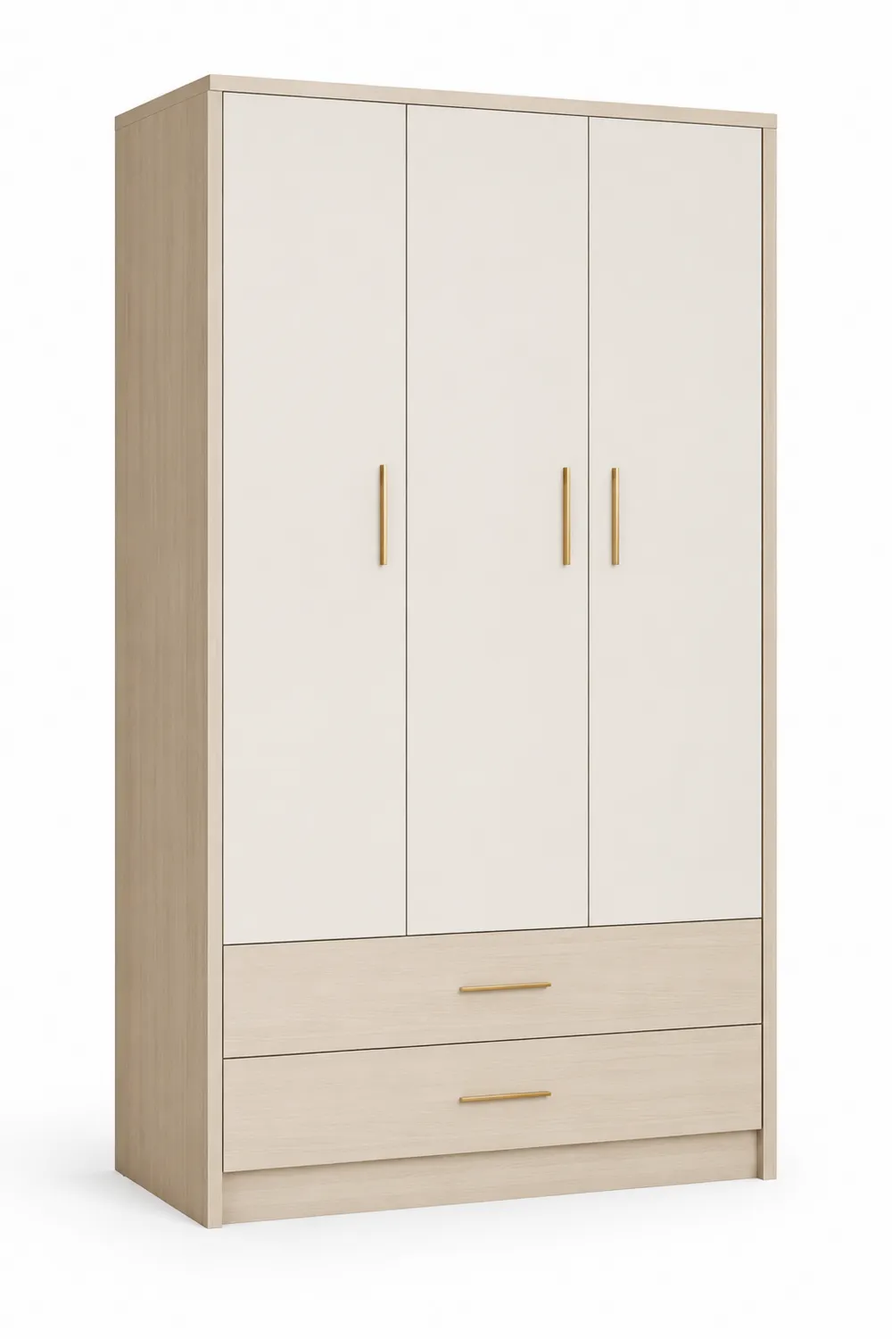 Kleiderschrank mit 3 Türen und 2 Schubladen aus Holz und MDF 195x120x52 cm