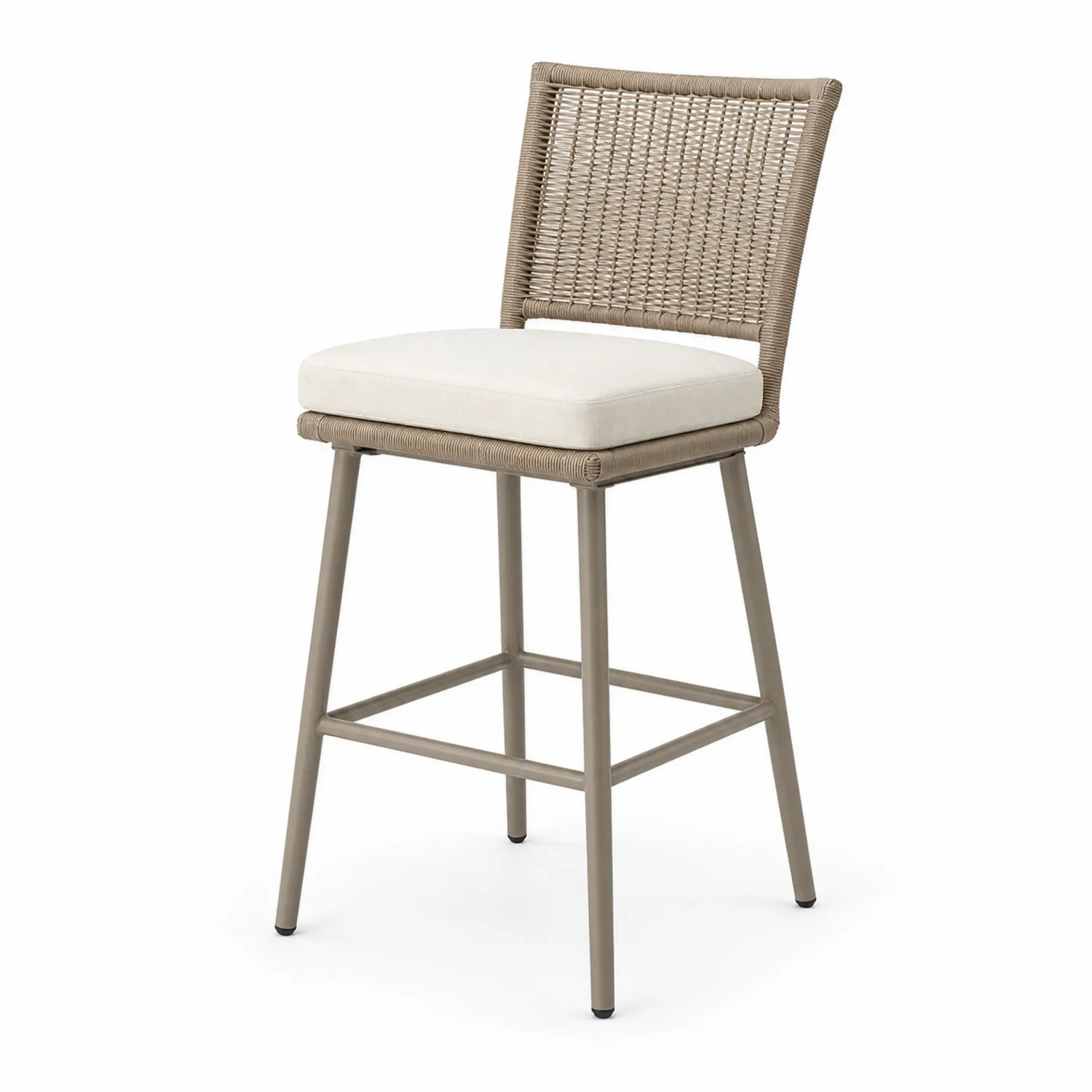 Barhocker Aluminium Polyrattan Beige Sitzhöhe 75cm