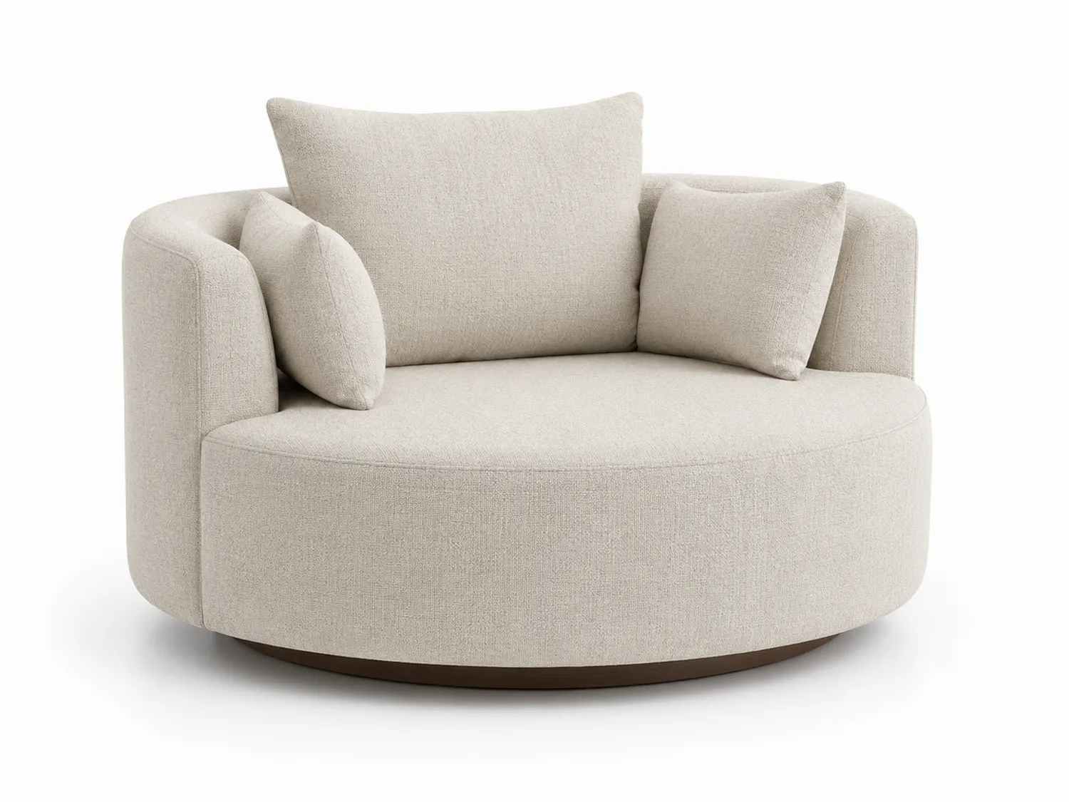 Runder Loungesessel mit Polyesterbezug Beige Ø120cm