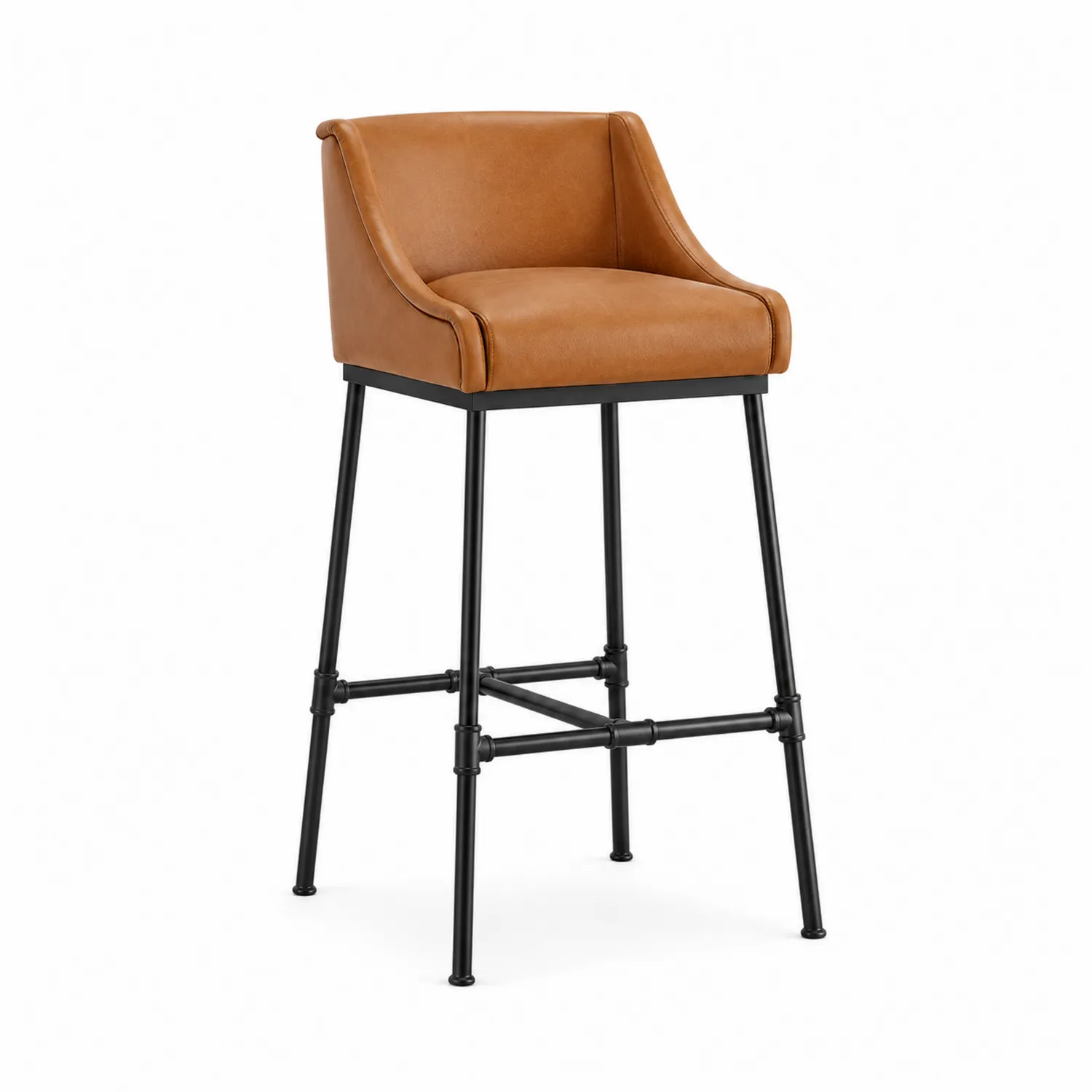 Barhocker Polyurethan-Leder Braun Stahl 110cm