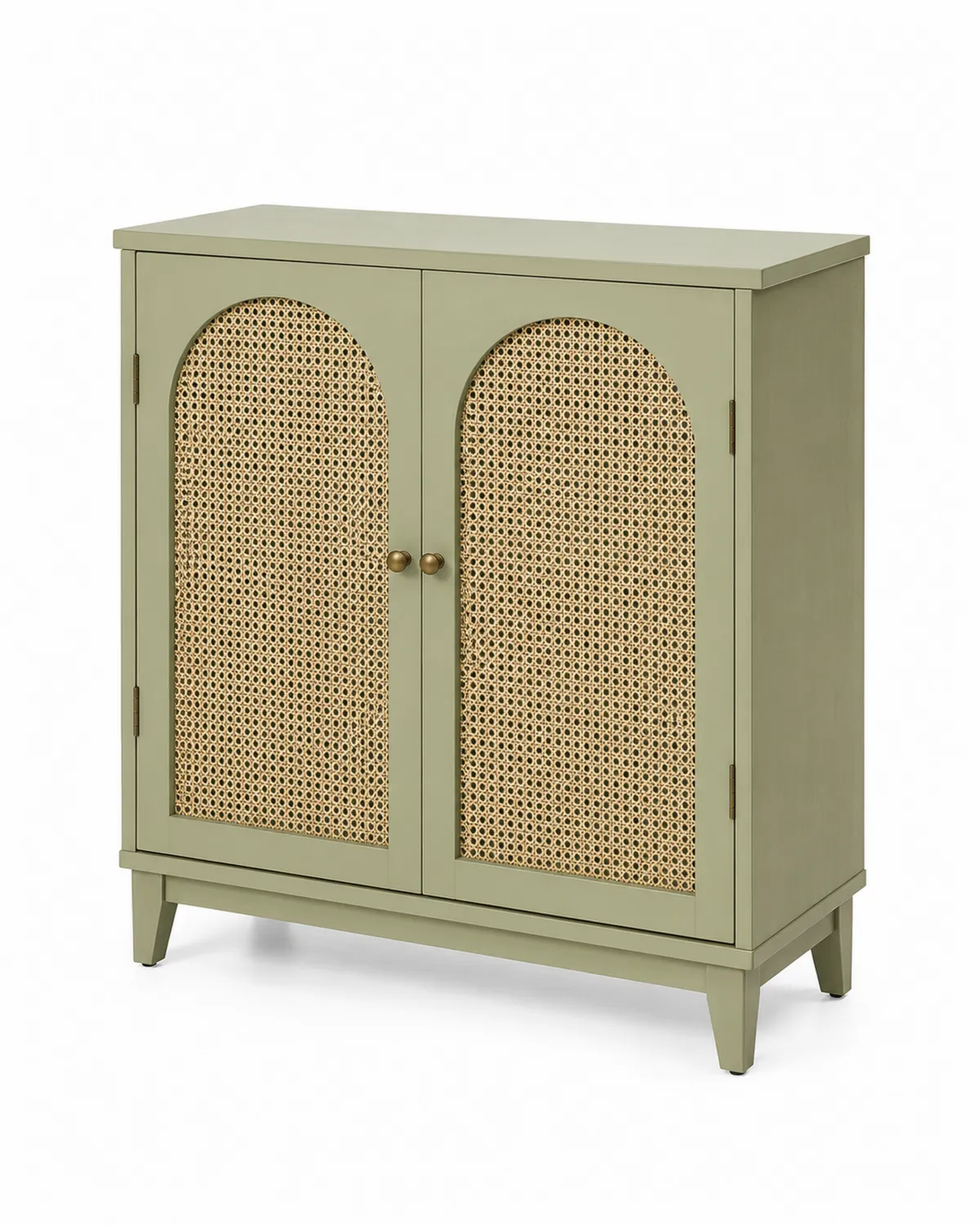 Kommode Holz Rattan Grün 80x30x90cm