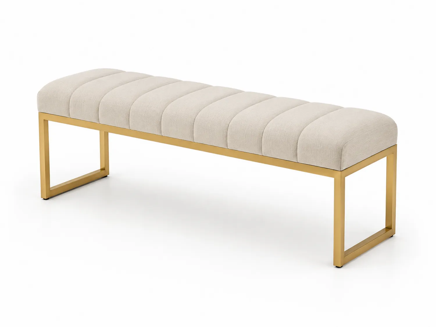 Gepolsterte Bank Leinen Beige mit Metallrahmen