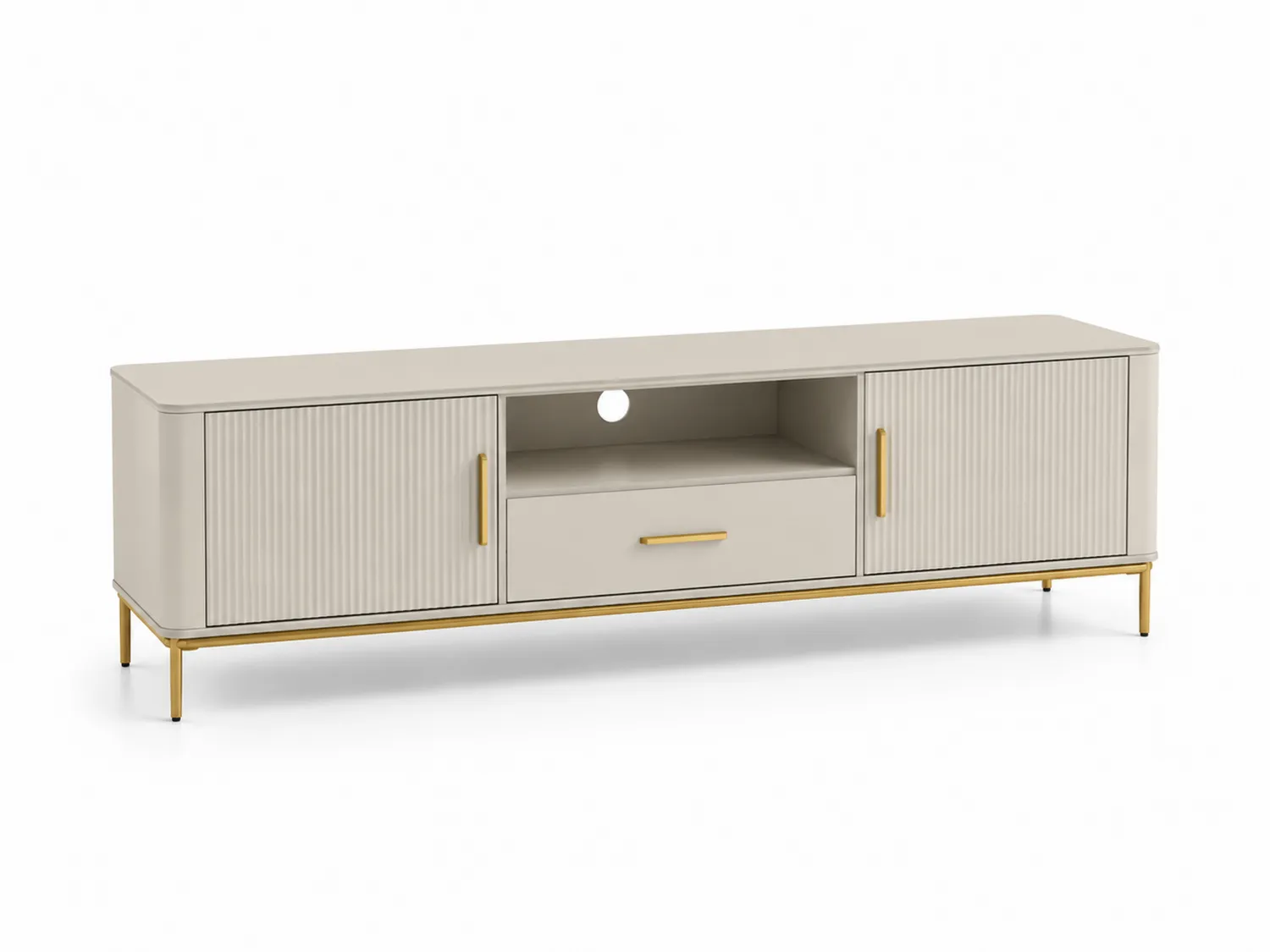 TV-Schrank MDF Beige Metallrahmen 200cm